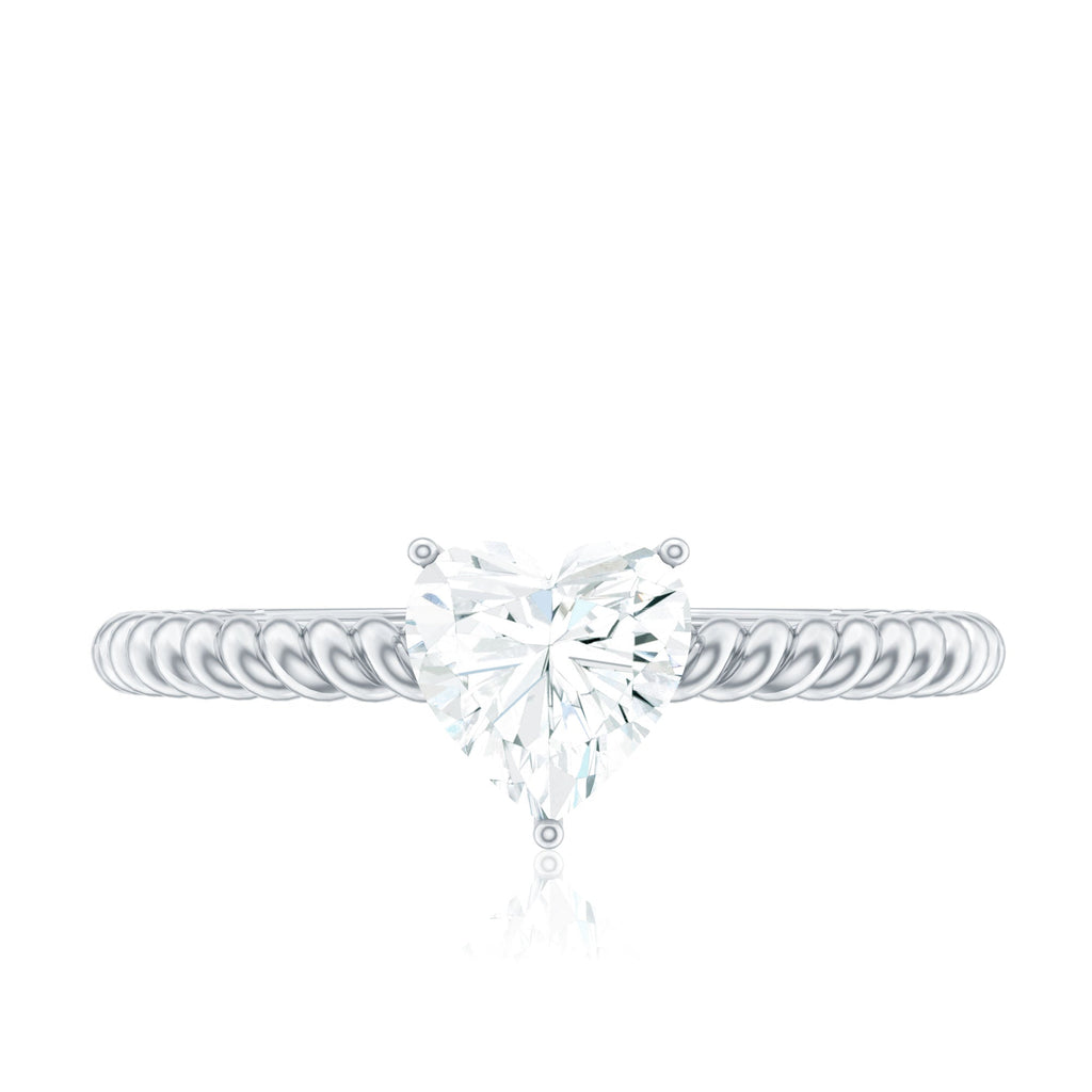 Moissanite Solitaire Promise Ring with Twisted Rope Band
