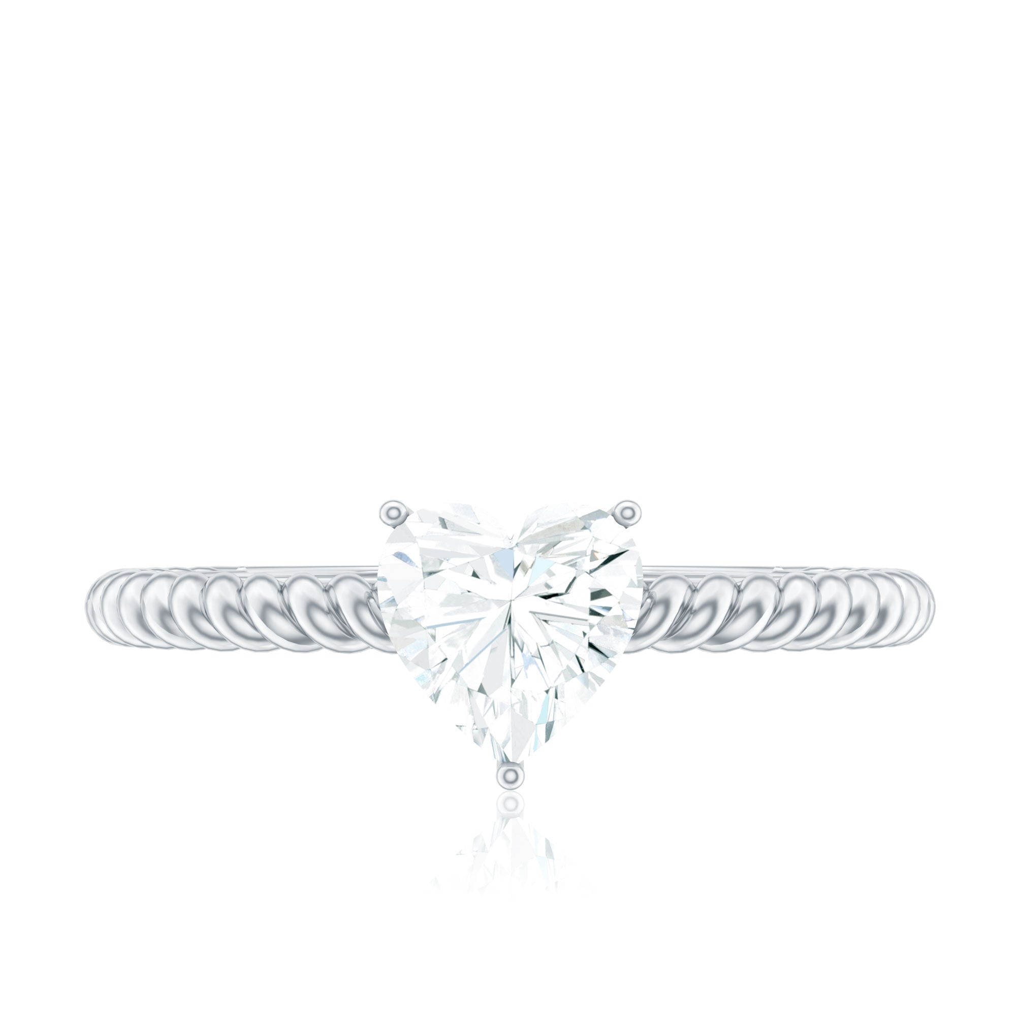 Moissanite Solitaire Promise Ring with Twisted Rope Band