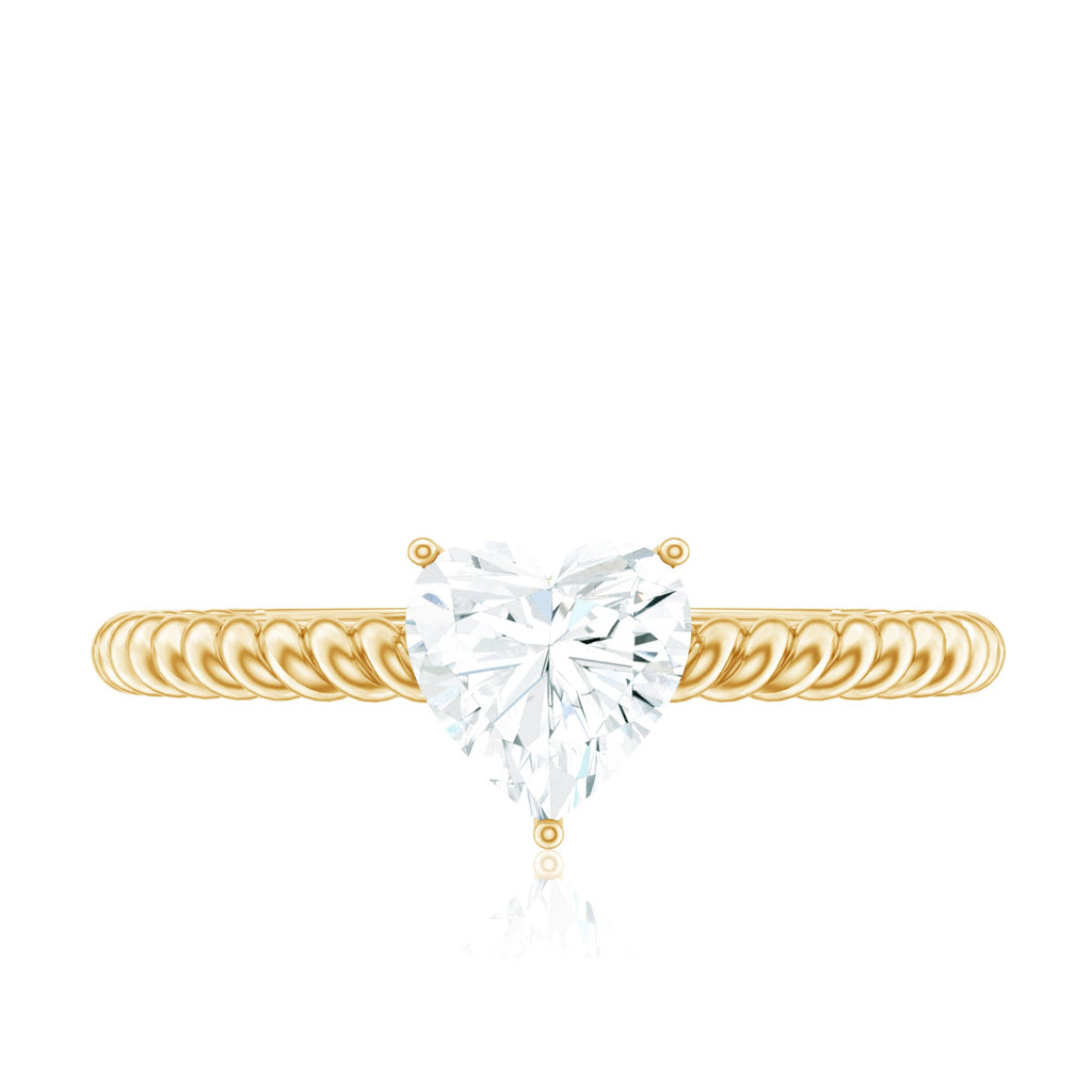Moissanite Solitaire Promise Ring with Twisted Rope Band