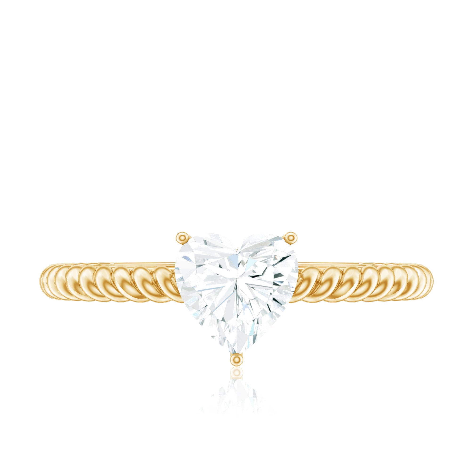 Moissanite Solitaire Promise Ring with Twisted Rope Band