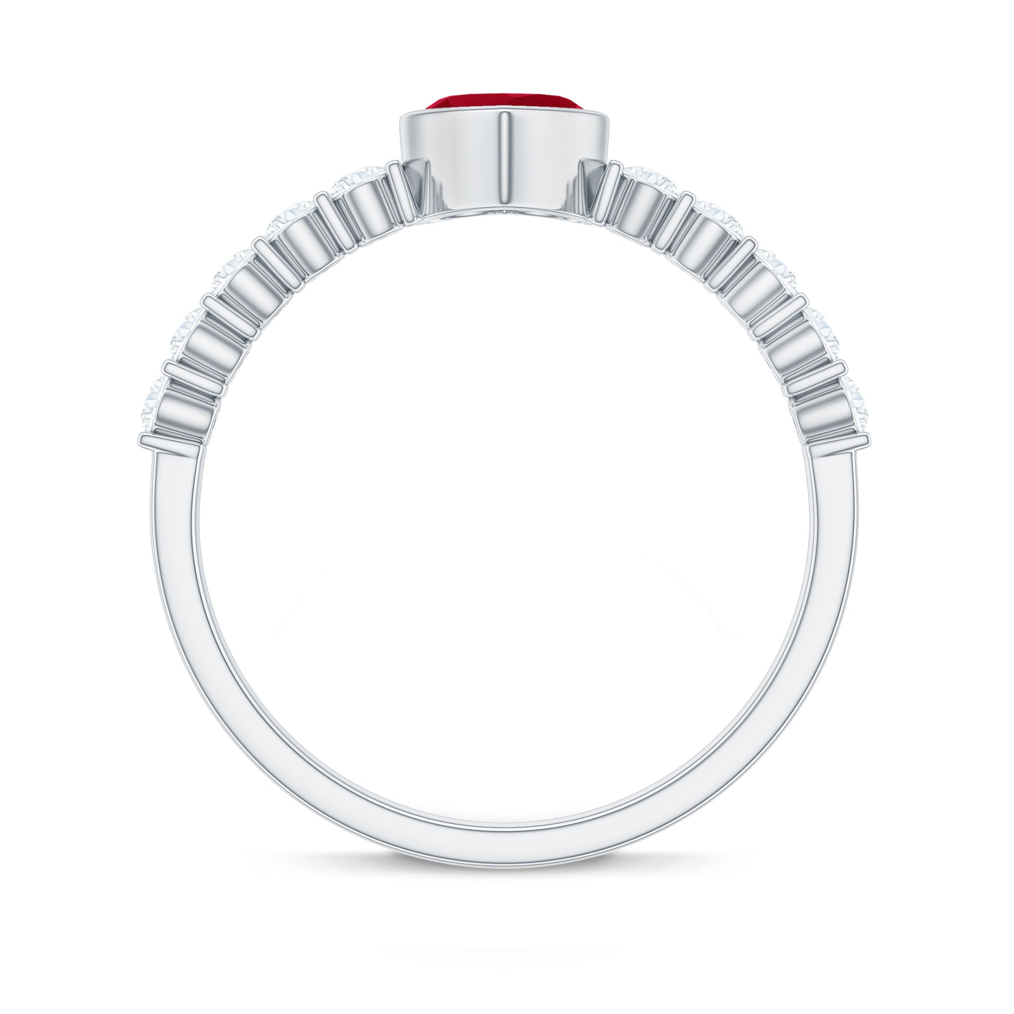 Real 0.6 Carat Ruby Heart Promise Ring with Diamond