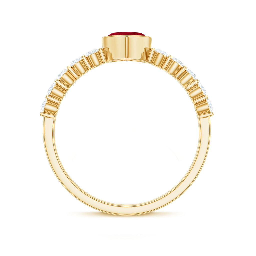 Real 0.6 Carat Ruby Heart Promise Ring with Diamond