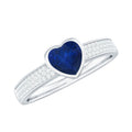 1 CT Blue Sapphire Heart Solitaire Engagement Ring with Pave Diamond