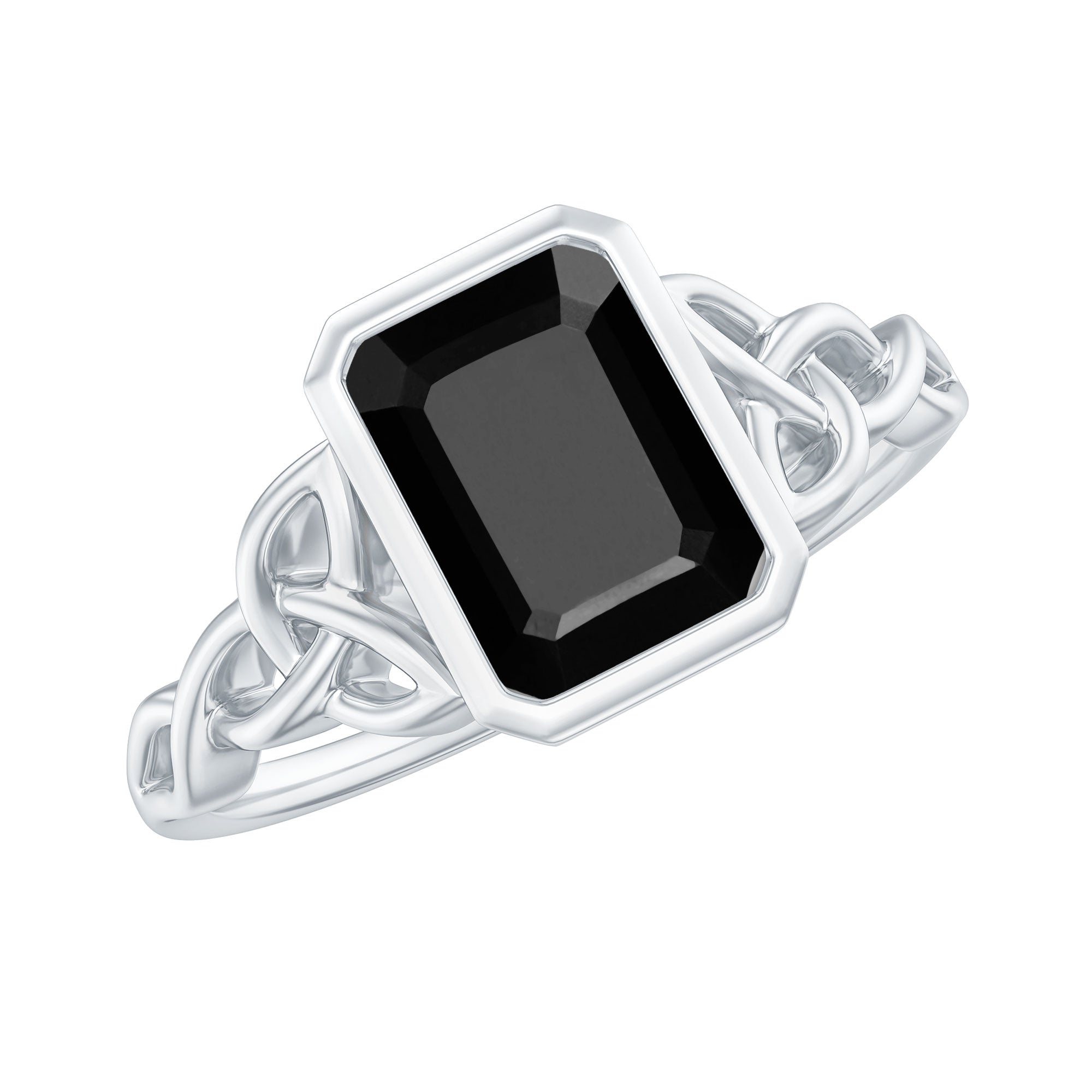 1.6 Carat Lab Grown Black Diamond Celtic Knot Engagement Ring with Surprise White Diamond