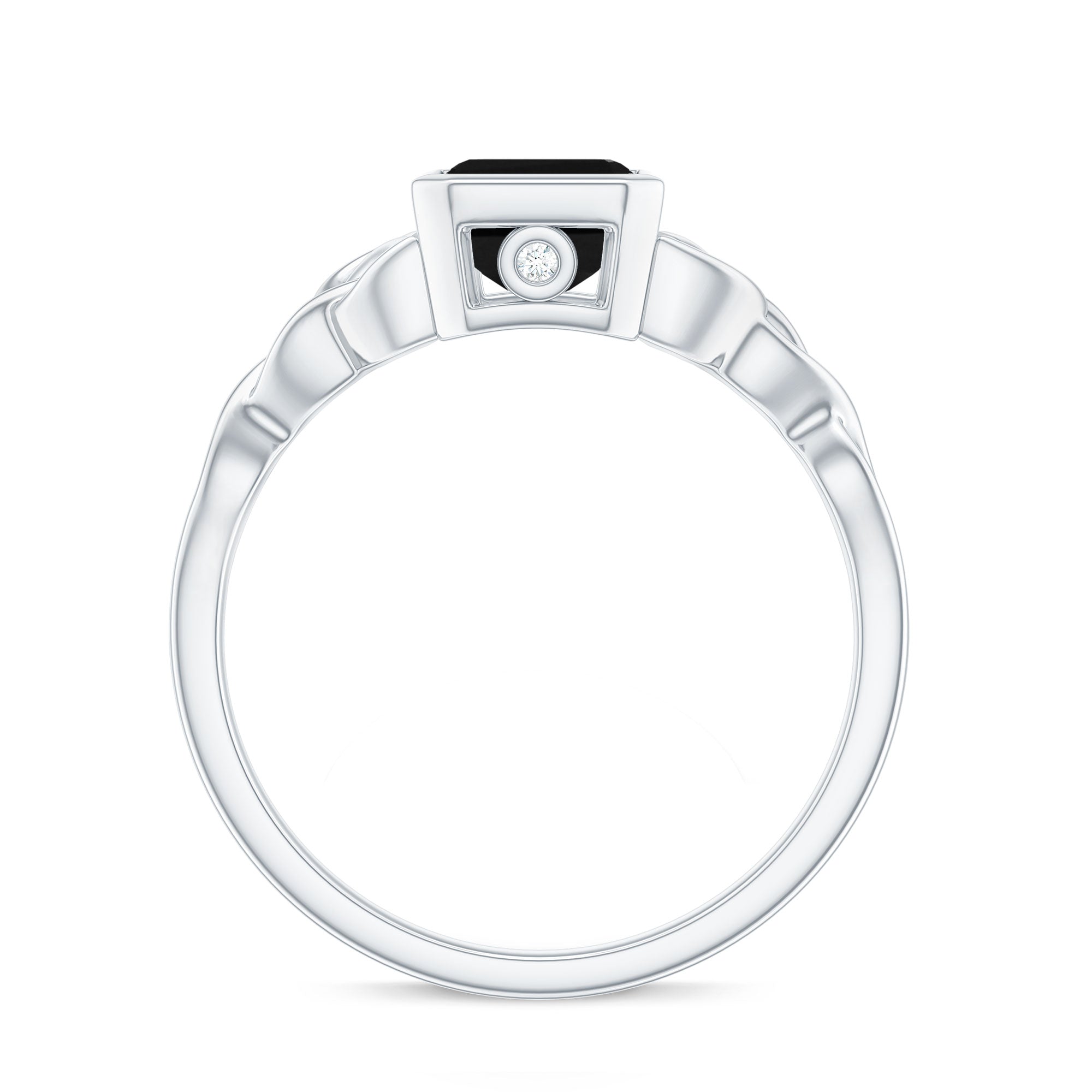 1.6 Carat Lab Grown Black Diamond Celtic Knot Engagement Ring with Surprise White Diamond