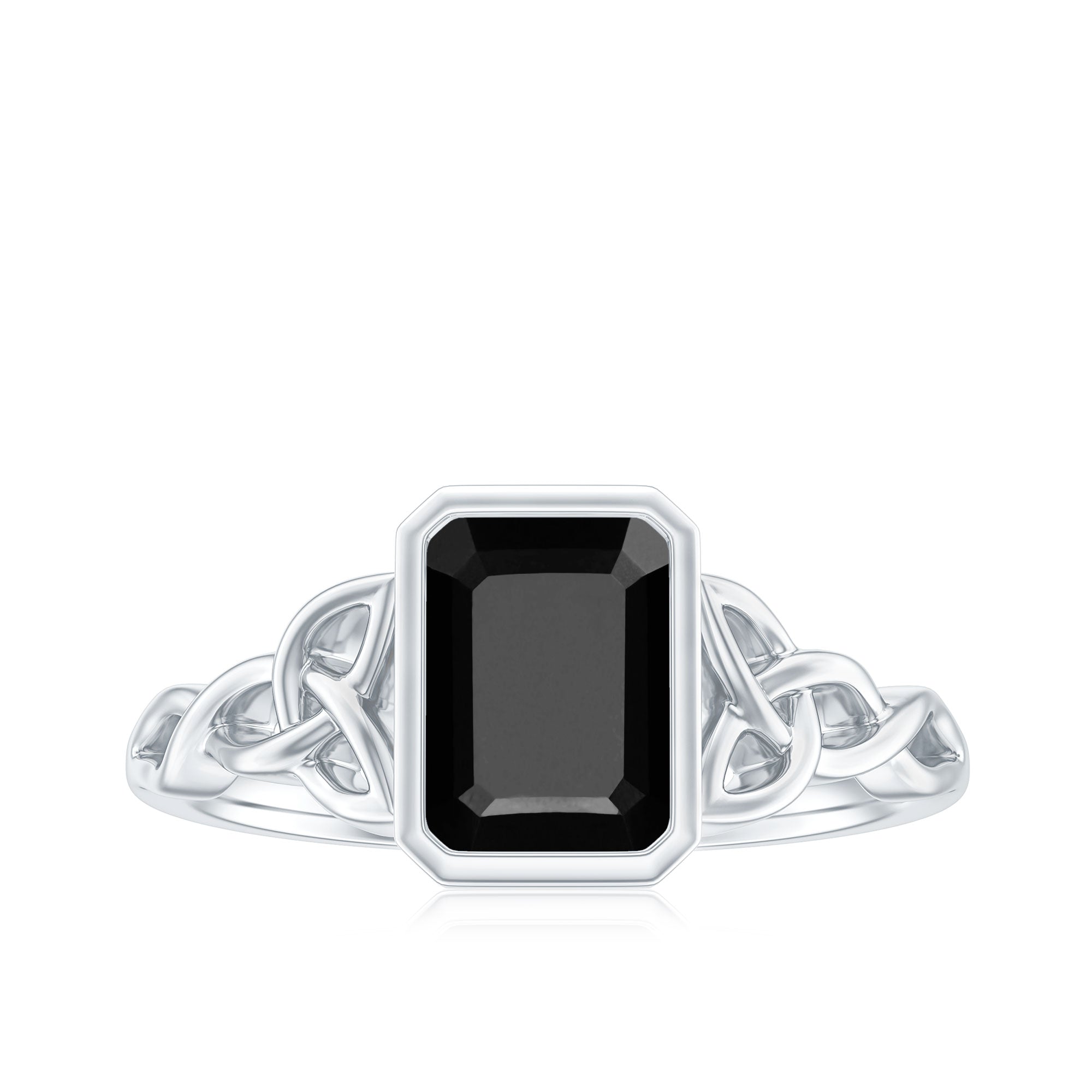 1.6 Carat Lab Grown Black Diamond Celtic Knot Engagement Ring with Surprise White Diamond