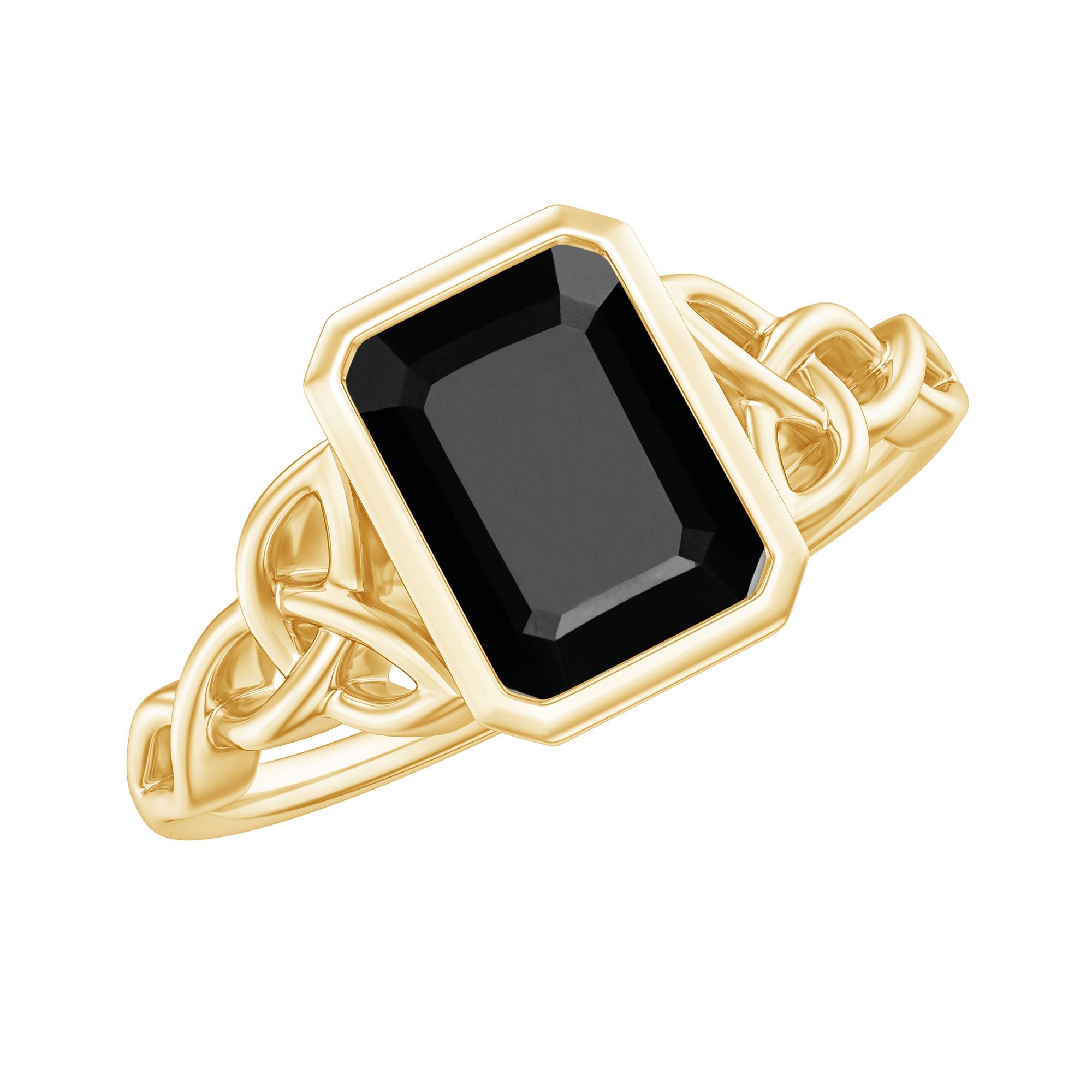 1.6 Carat Lab Grown Black Diamond Celtic Knot Engagement Ring with Surprise White Diamond