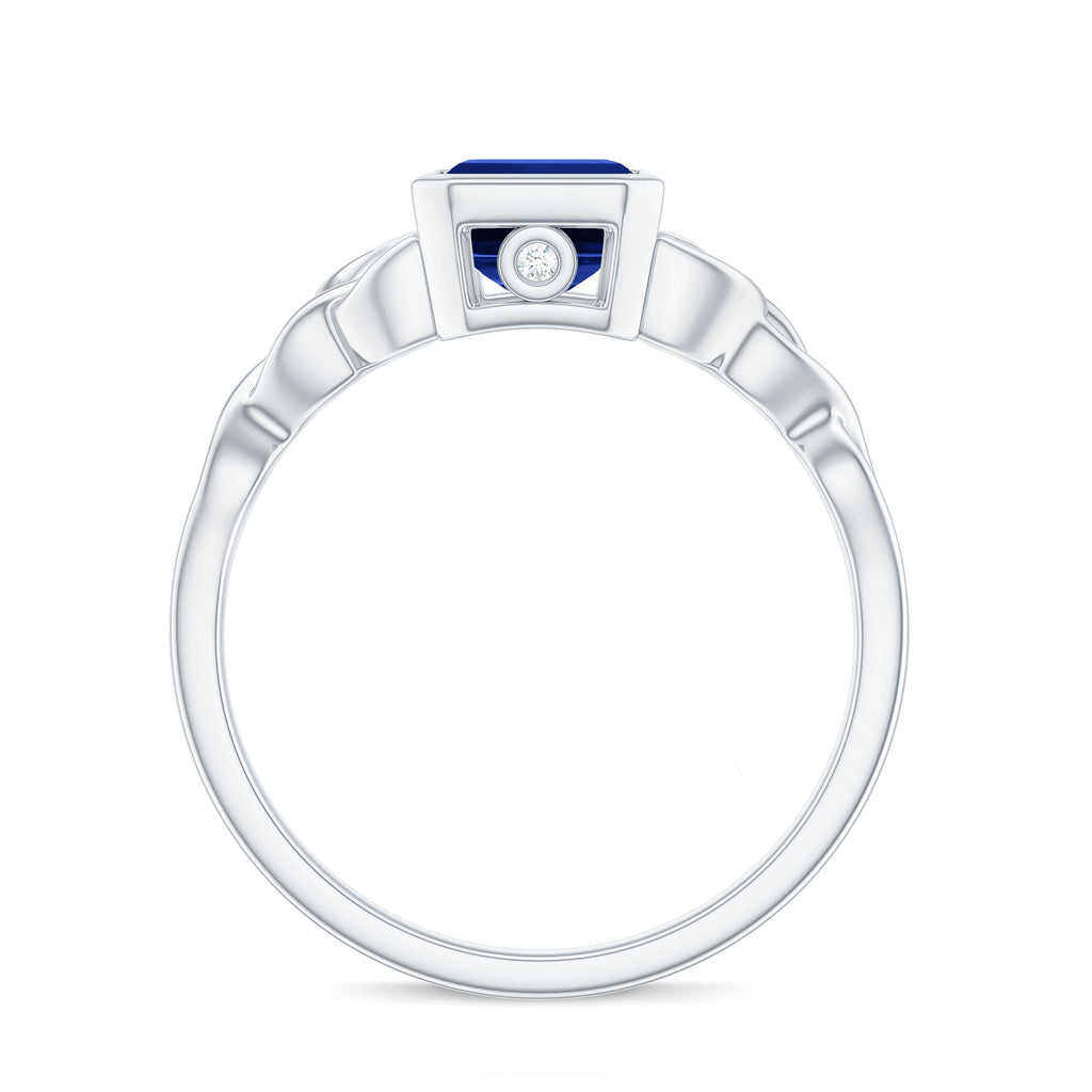 Solitaire Created Blue Sapphire Celtic Engagement Ring
