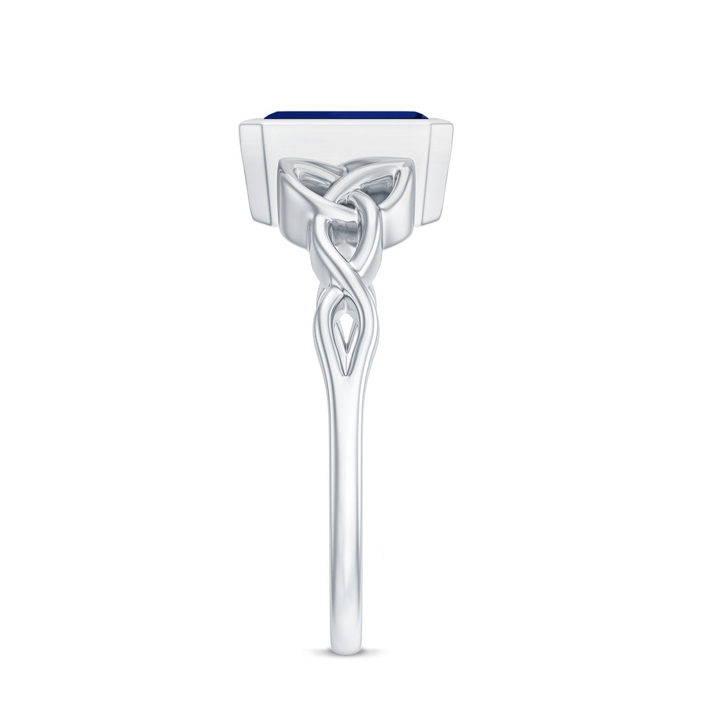Solitaire Created Blue Sapphire Celtic Engagement Ring
