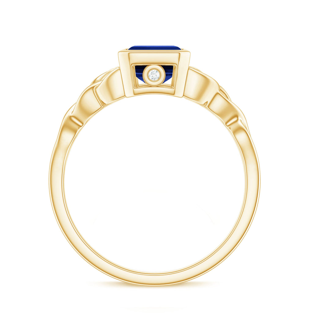 Solitaire Created Blue Sapphire Celtic Engagement Ring