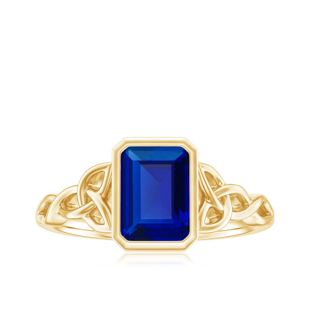 Solitaire Created Blue Sapphire Celtic Engagement Ring