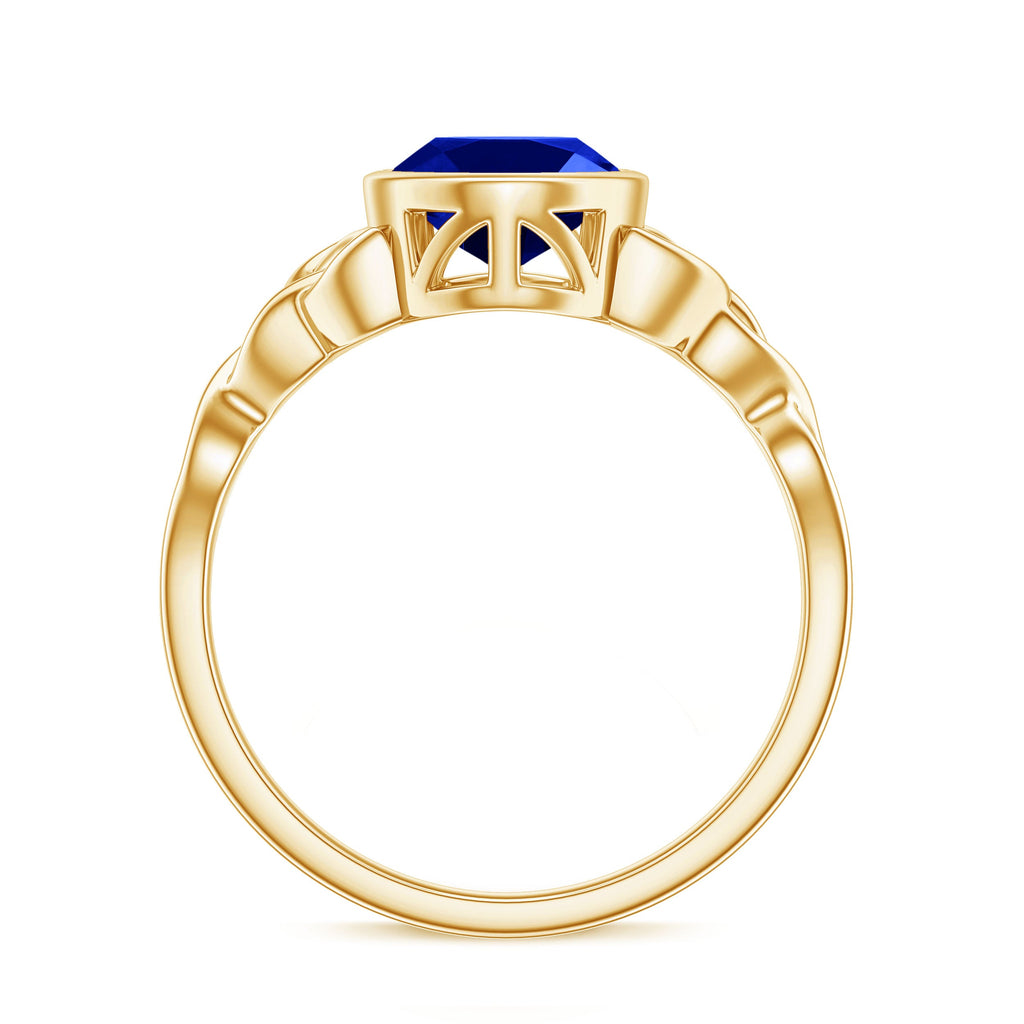 Certified 4 Carat Oval Lab Grown Blue Sapphire Bezel Set Engagement Ring