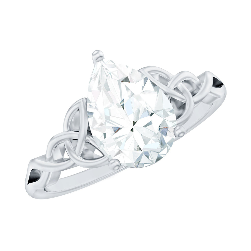 Pear Cut 0.79 Carat Moissanite Celtic Engagement Ring