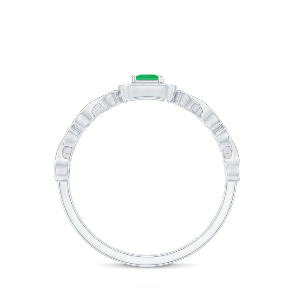 Natural Princess Cut Emerald Diamond Promise Ring For Her