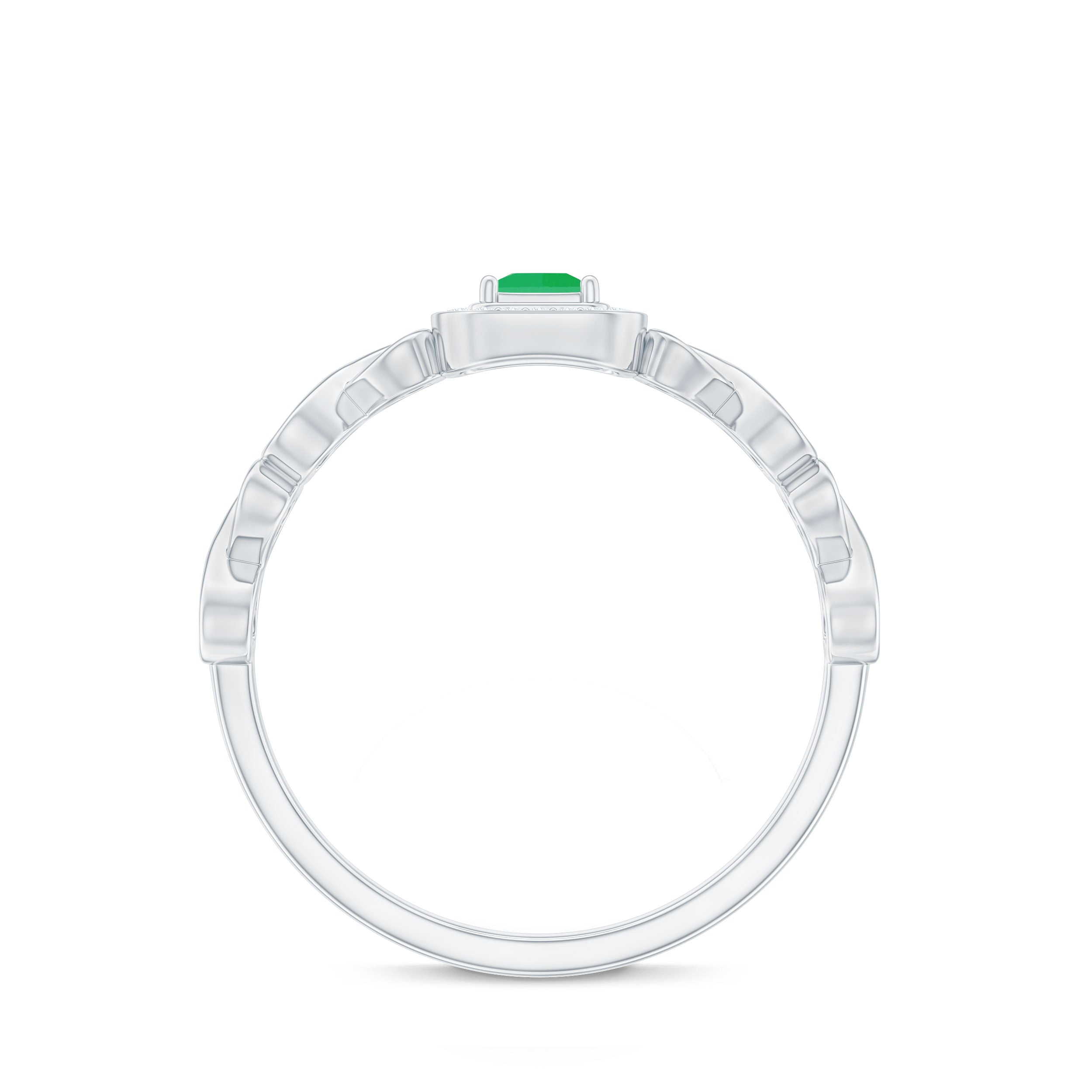 Natural Princess Cut Emerald Diamond Promise Ring For Her