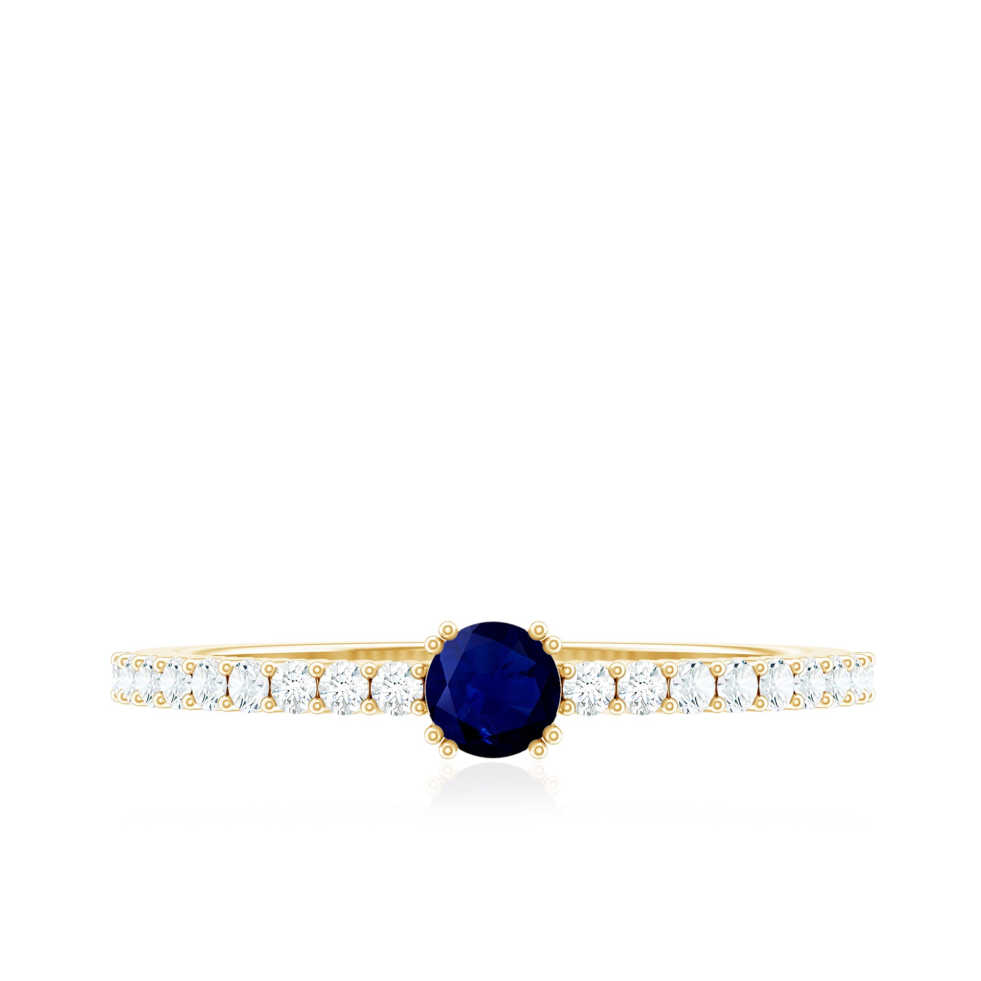 Genuine Blue Sapphire Promise Ring with Diamond