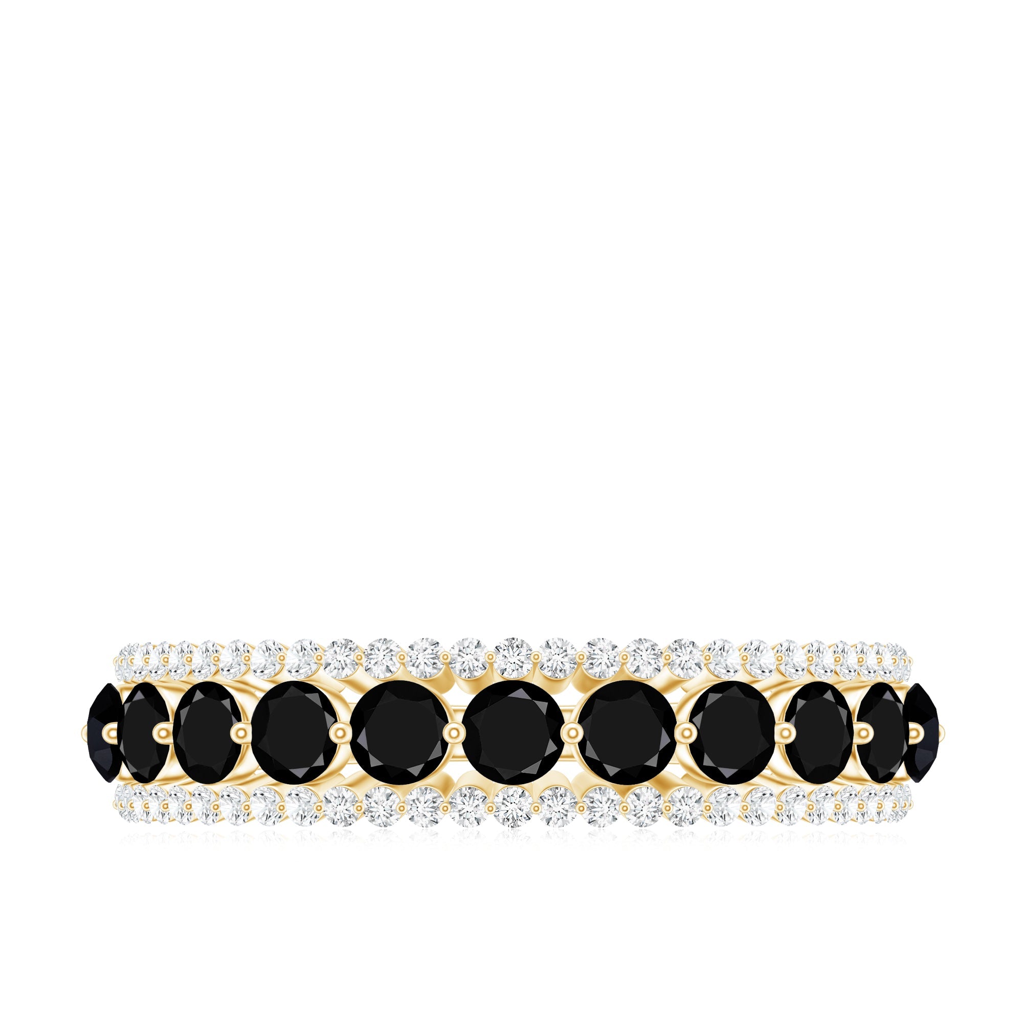 Natural Black Spinel Diamond Half Eternity Ring for Anniversary
