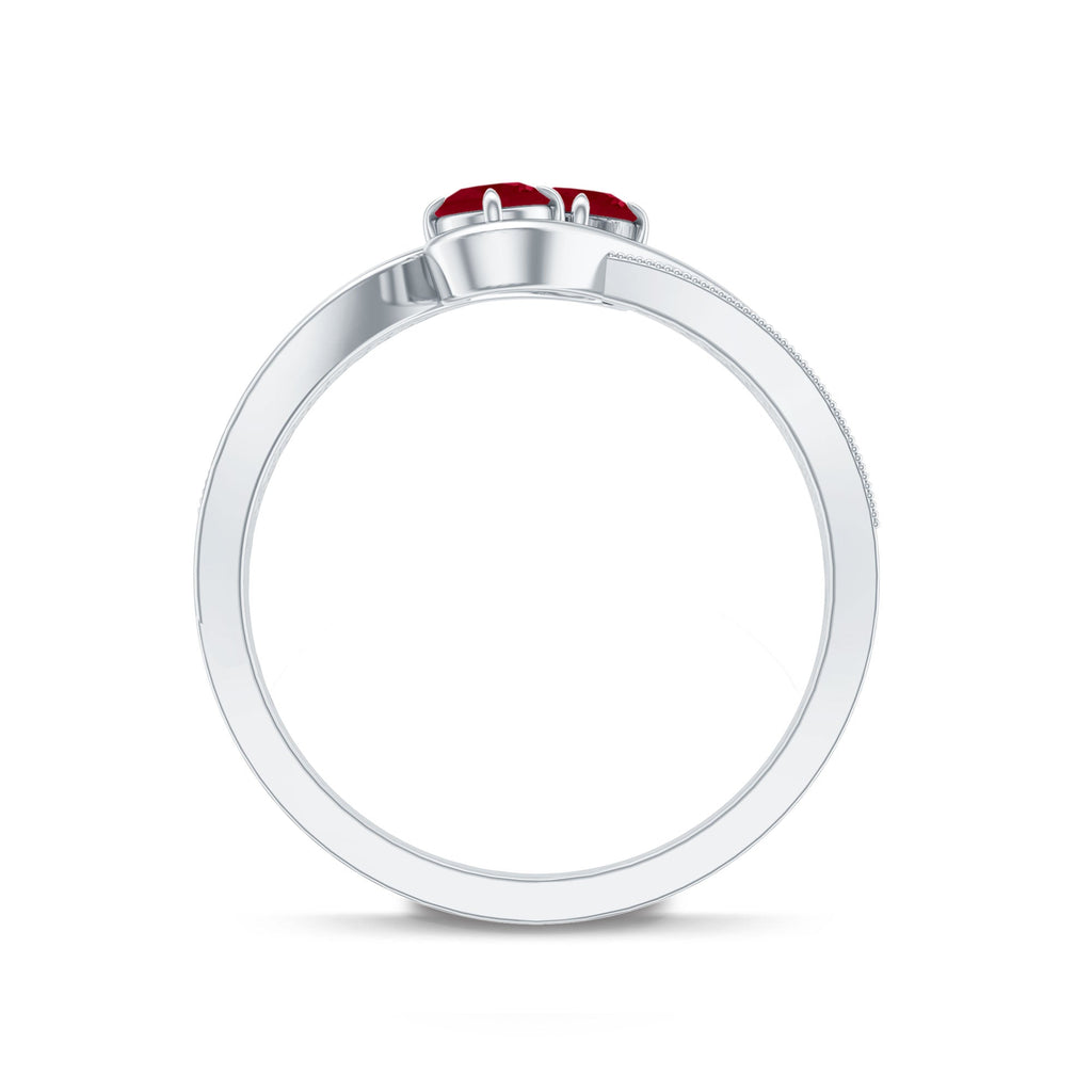 Natural Ruby To Et Moi Engagement Ring with Diamond