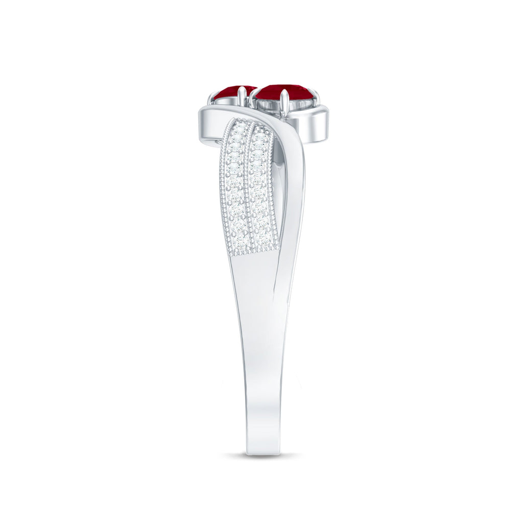 Natural Ruby To Et Moi Engagement Ring with Diamond