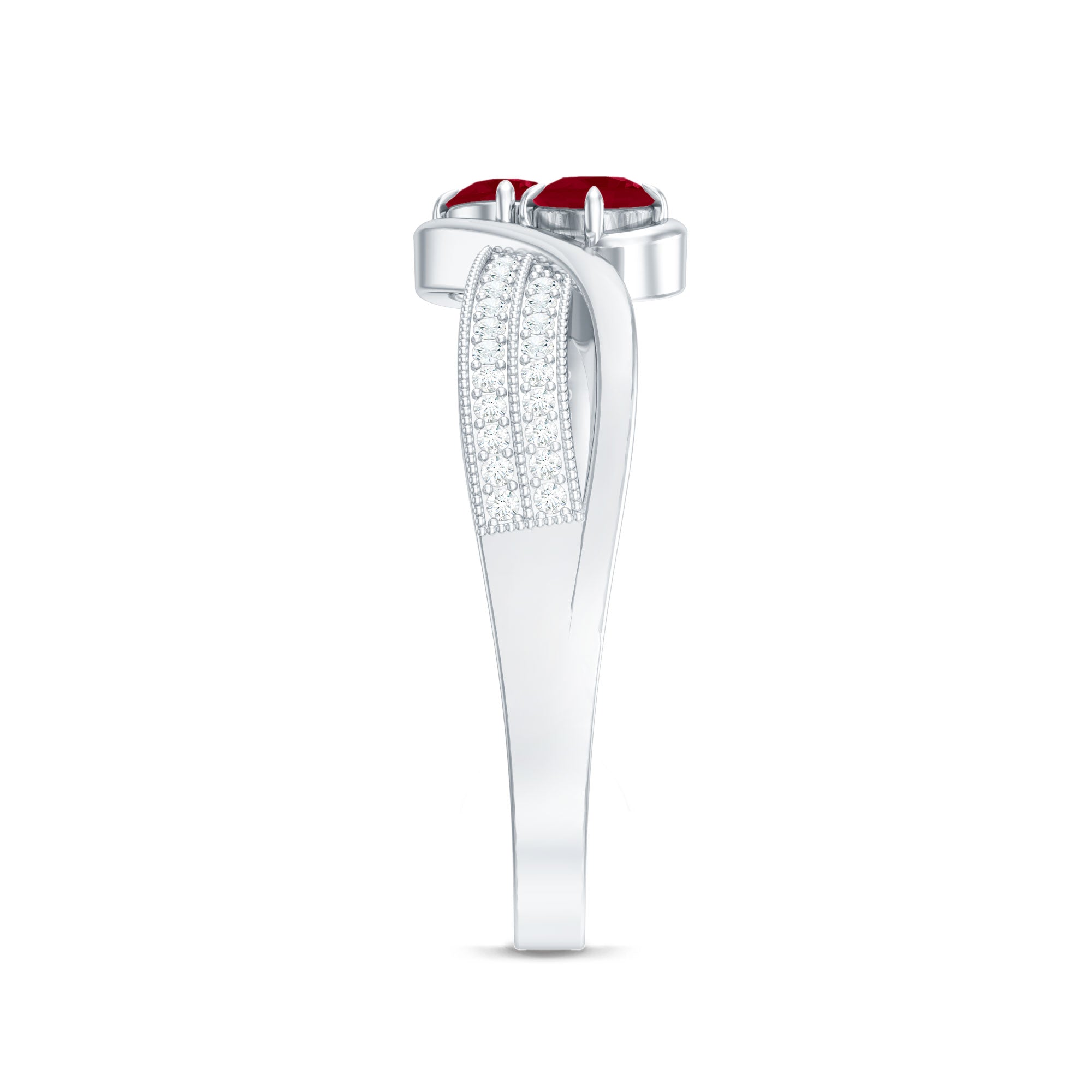 Natural Ruby To Et Moi Engagement Ring with Diamond