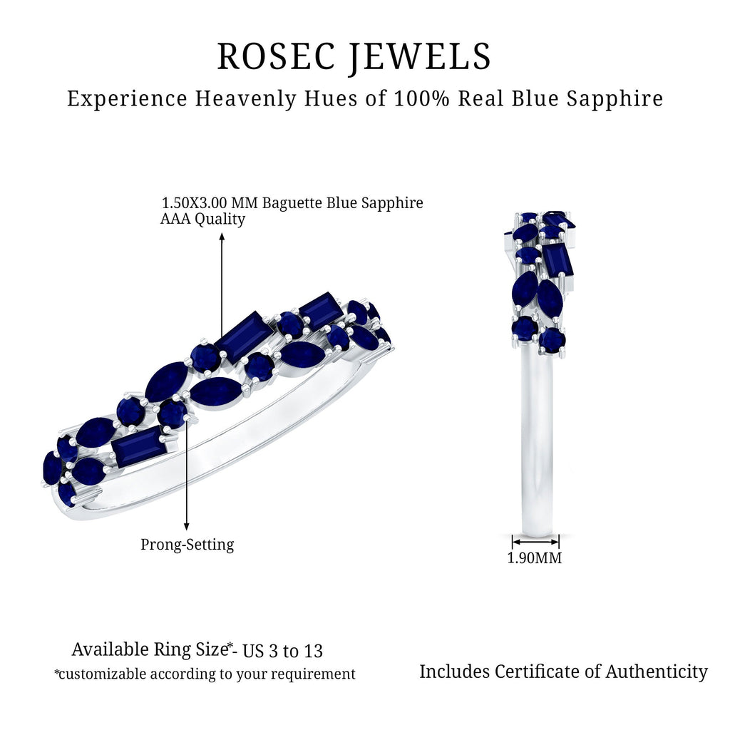 Natural Blue Sapphire Half Eternity Anniversary Ring for Women