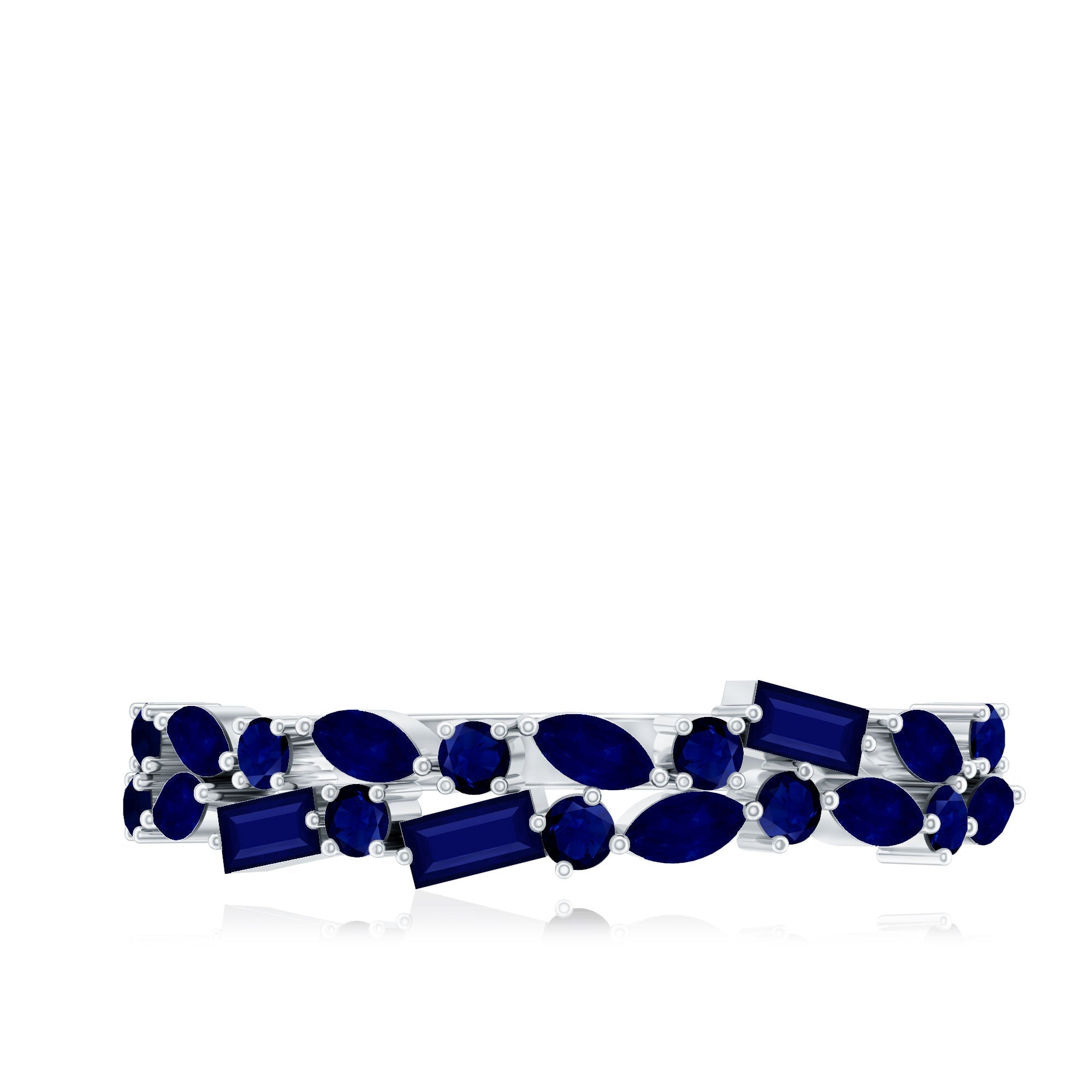 Natural Blue Sapphire Half Eternity Anniversary Ring for Women
