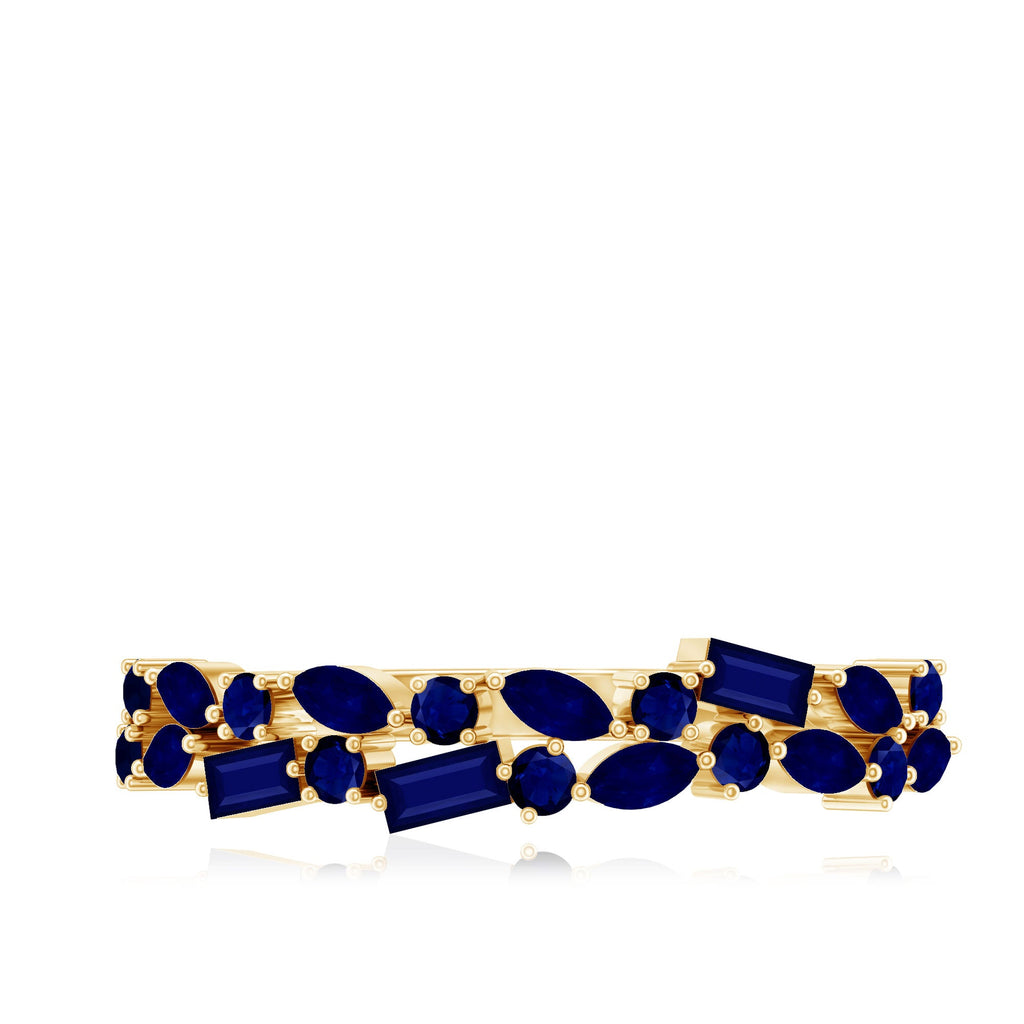 Natural Blue Sapphire Half Eternity Anniversary Ring for Women