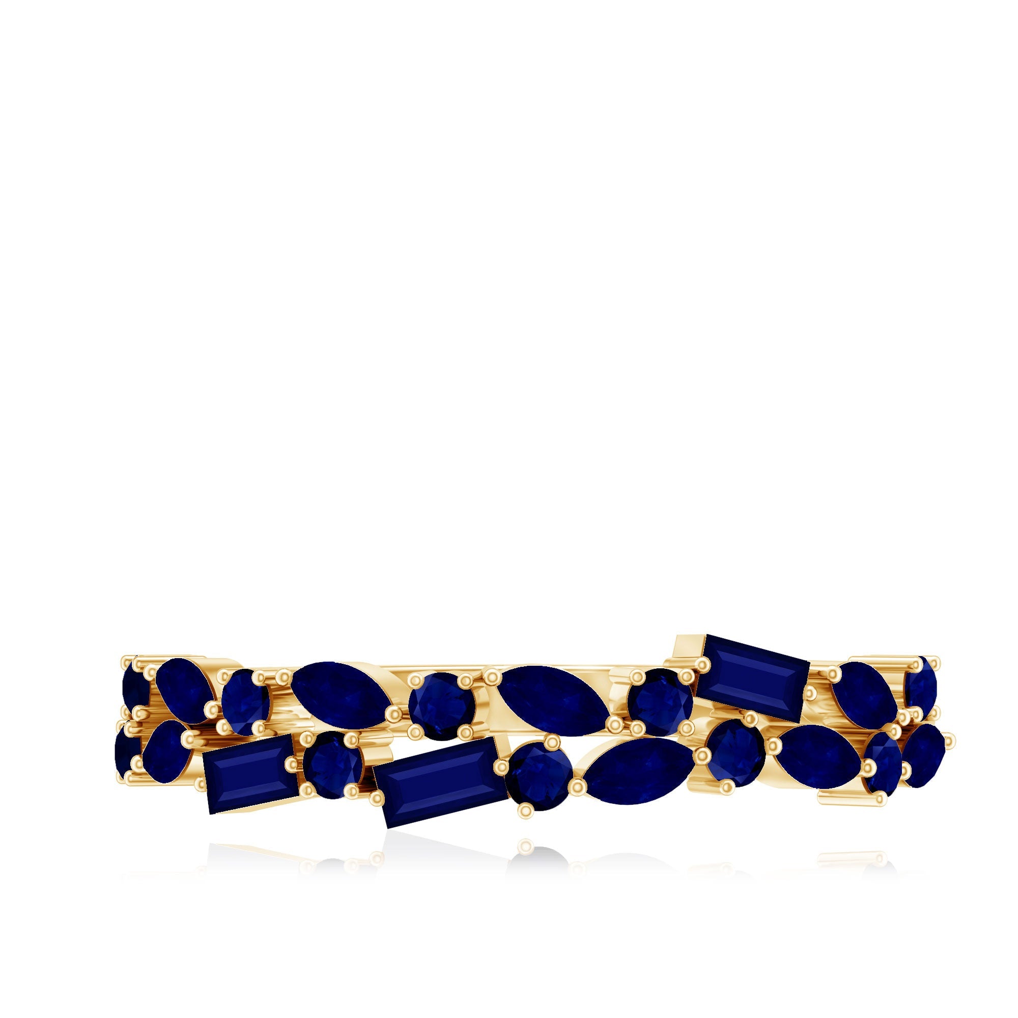 Natural Blue Sapphire Half Eternity Anniversary Ring for Women