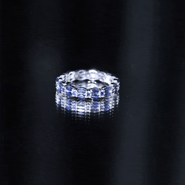 Contemporary Marquise and Round Blue Sapphire Full Eternity Ring