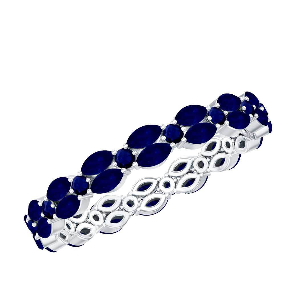 Contemporary Marquise and Round Blue Sapphire Full Eternity Ring