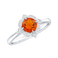 1/2 CT Vintage Fire Opal and Diamond Engagement Ring