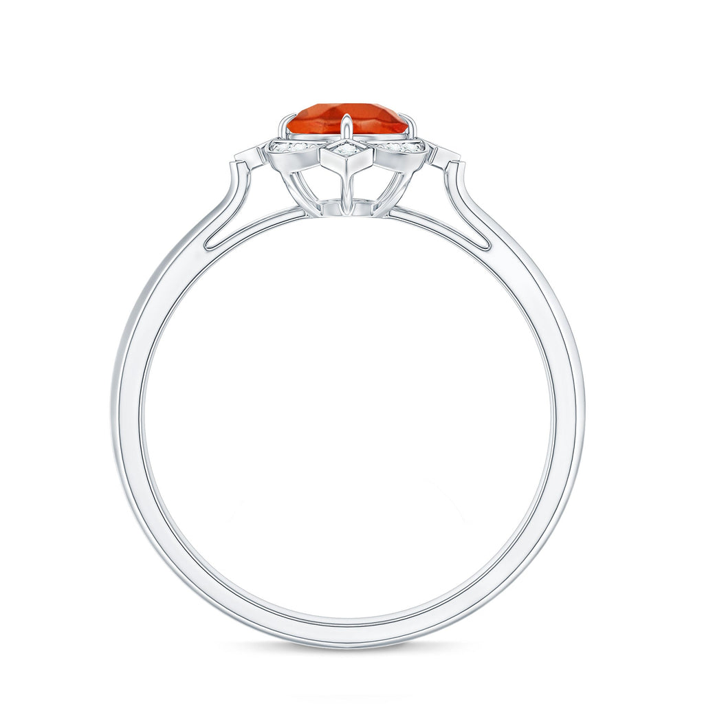 1/2 CT Vintage Fire Opal and Diamond Engagement Ring