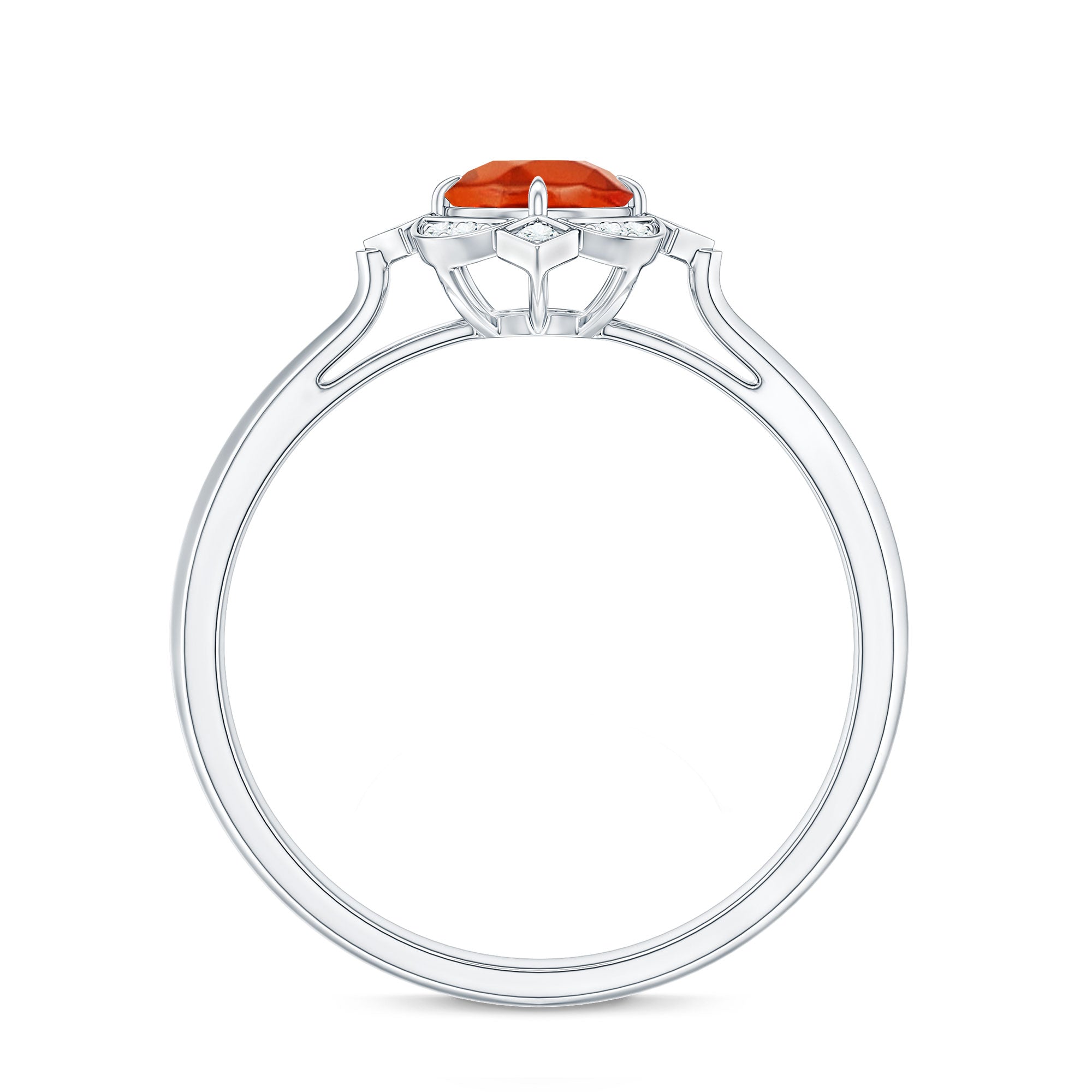 1/2 CT Vintage Fire Opal and Diamond Engagement Ring