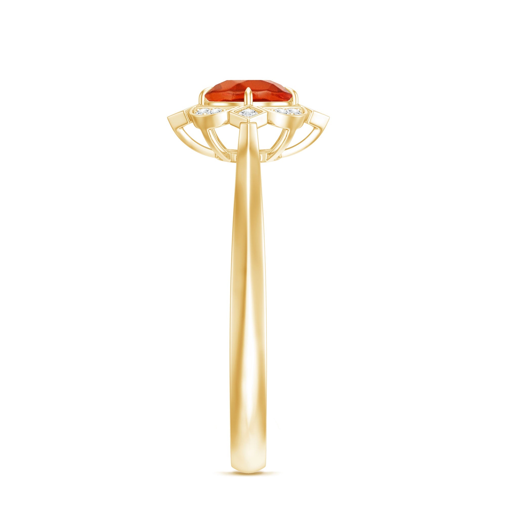 1/2 CT Vintage Fire Opal and Diamond Engagement Ring
