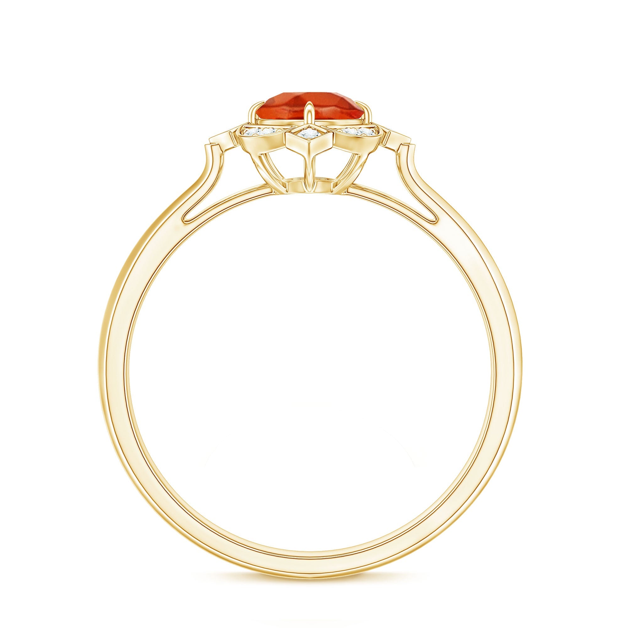 1/2 CT Vintage Fire Opal and Diamond Engagement Ring