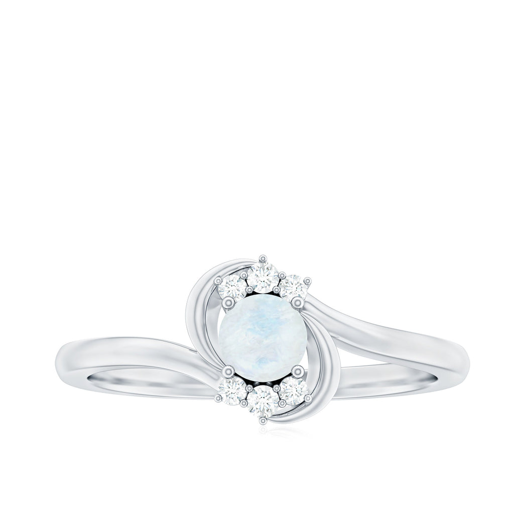 1/2 CT Moonstone and Diamond Bypass Promise Ring