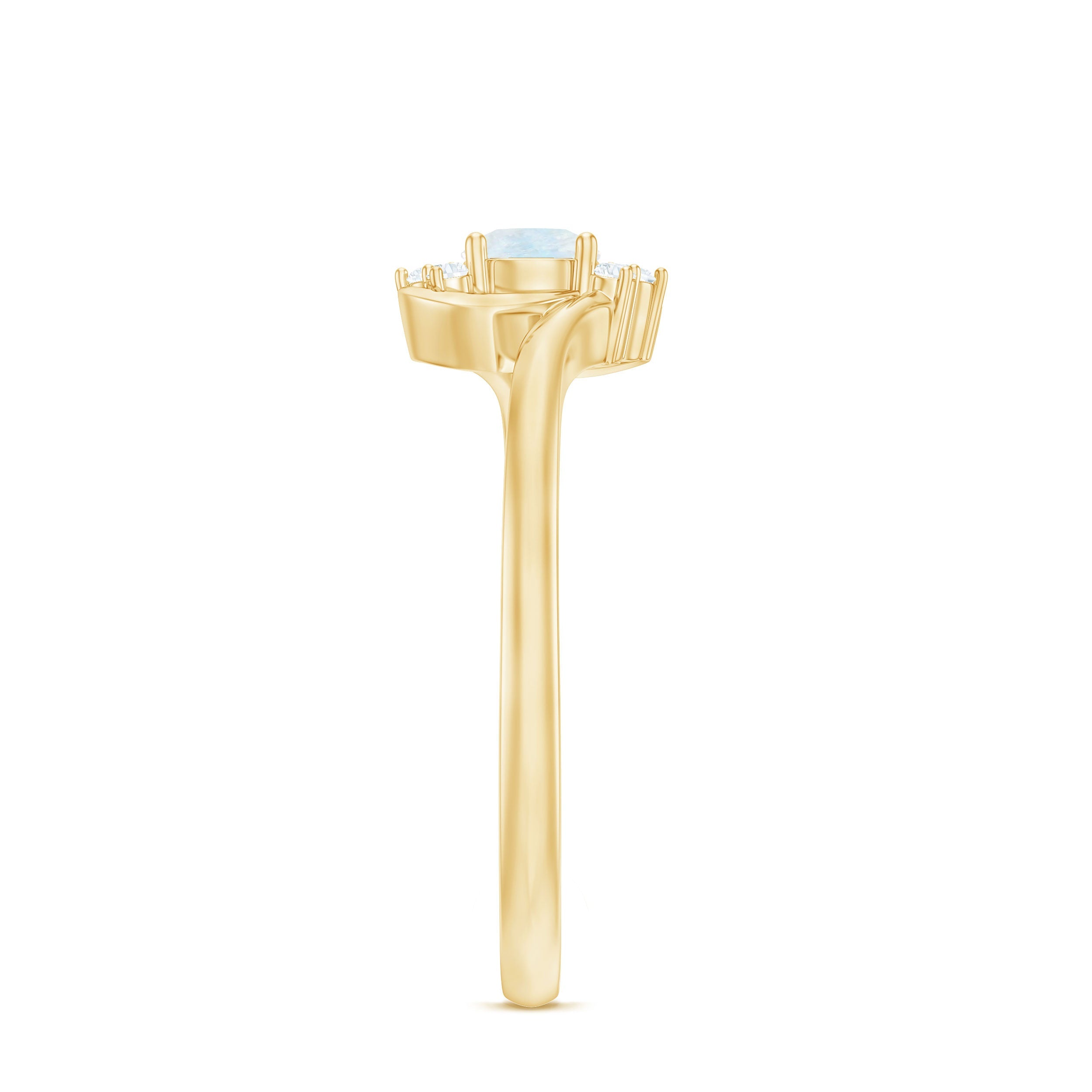 1/2 CT Moonstone and Diamond Bypass Promise Ring