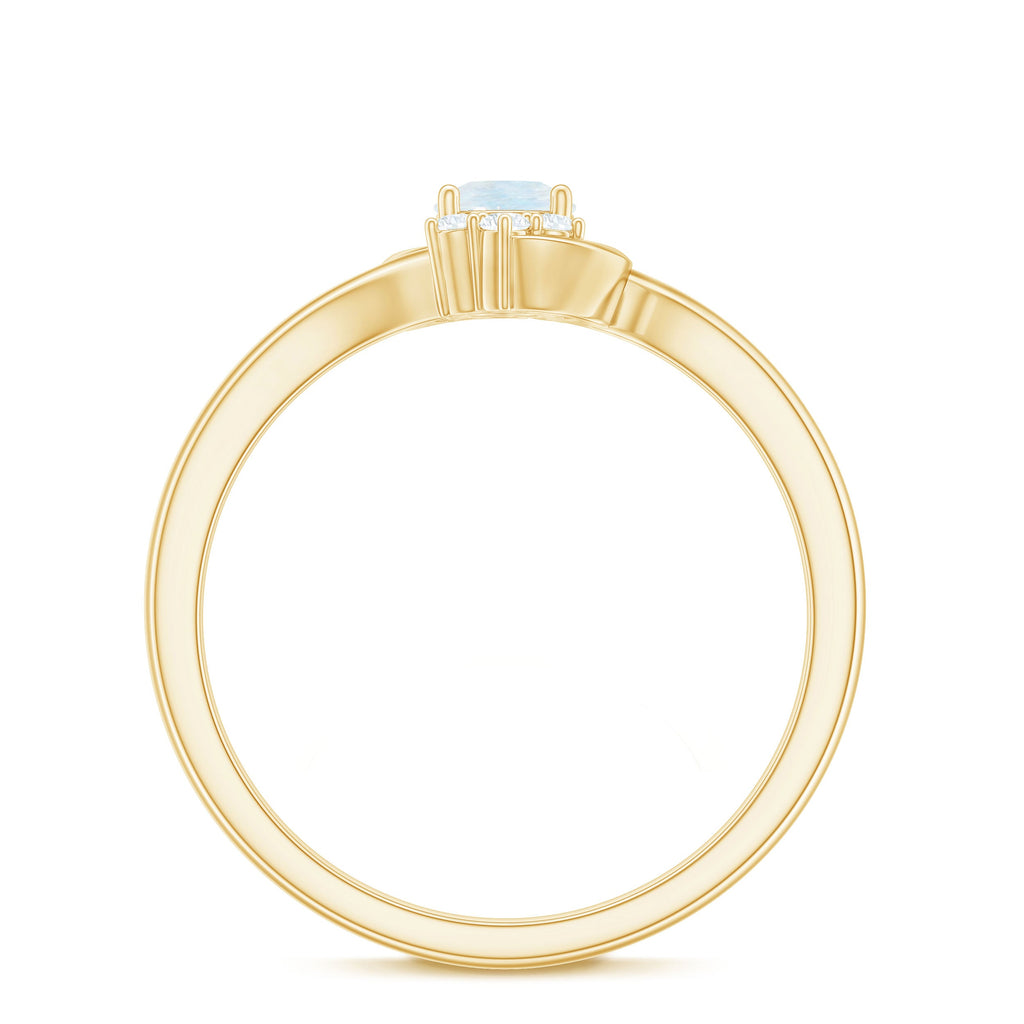 1/2 CT Moonstone and Diamond Bypass Promise Ring