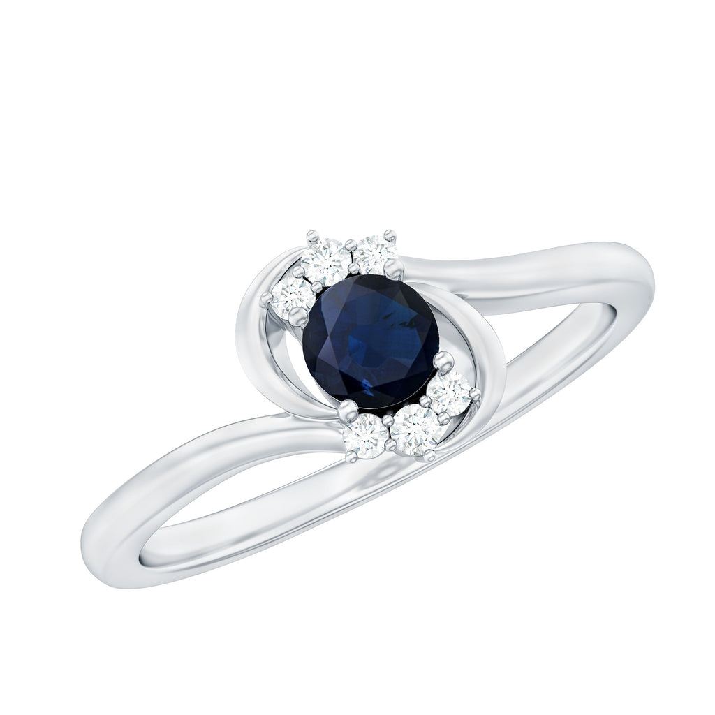 Certified 0.9 Carat Blue Sapphire and Diamond Proposal Ring