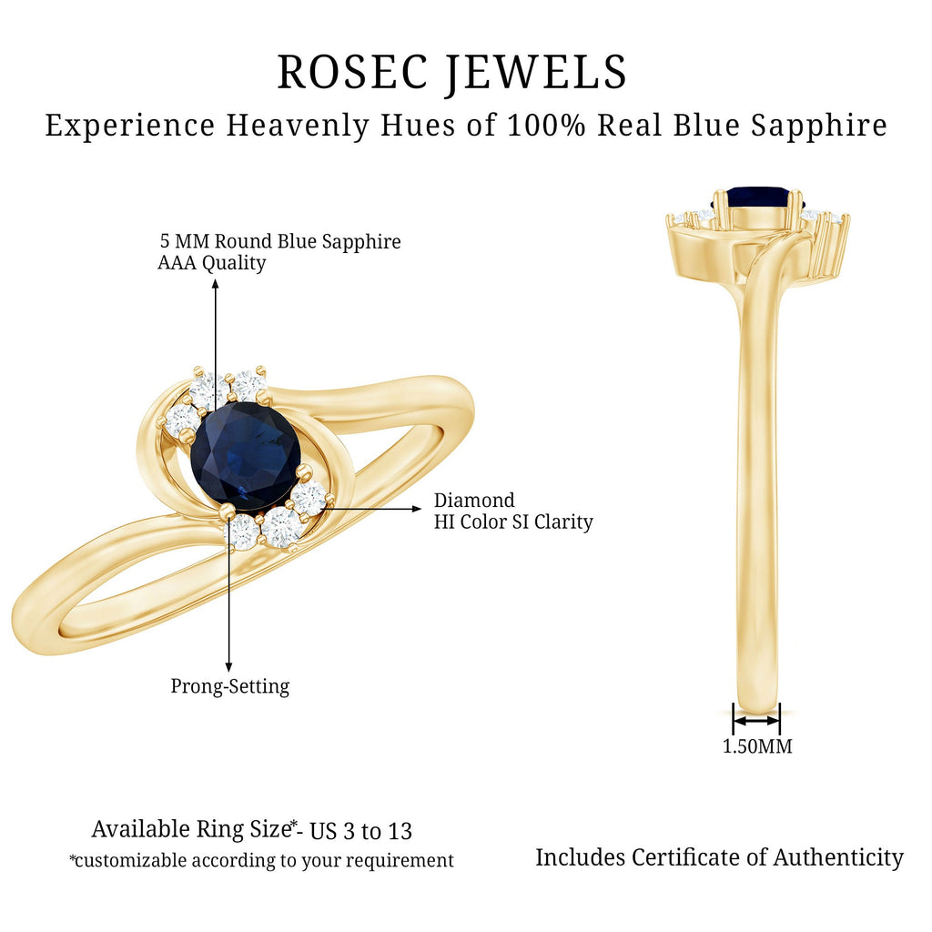 Certified 0.9 Carat Blue Sapphire and Diamond Proposal Ring