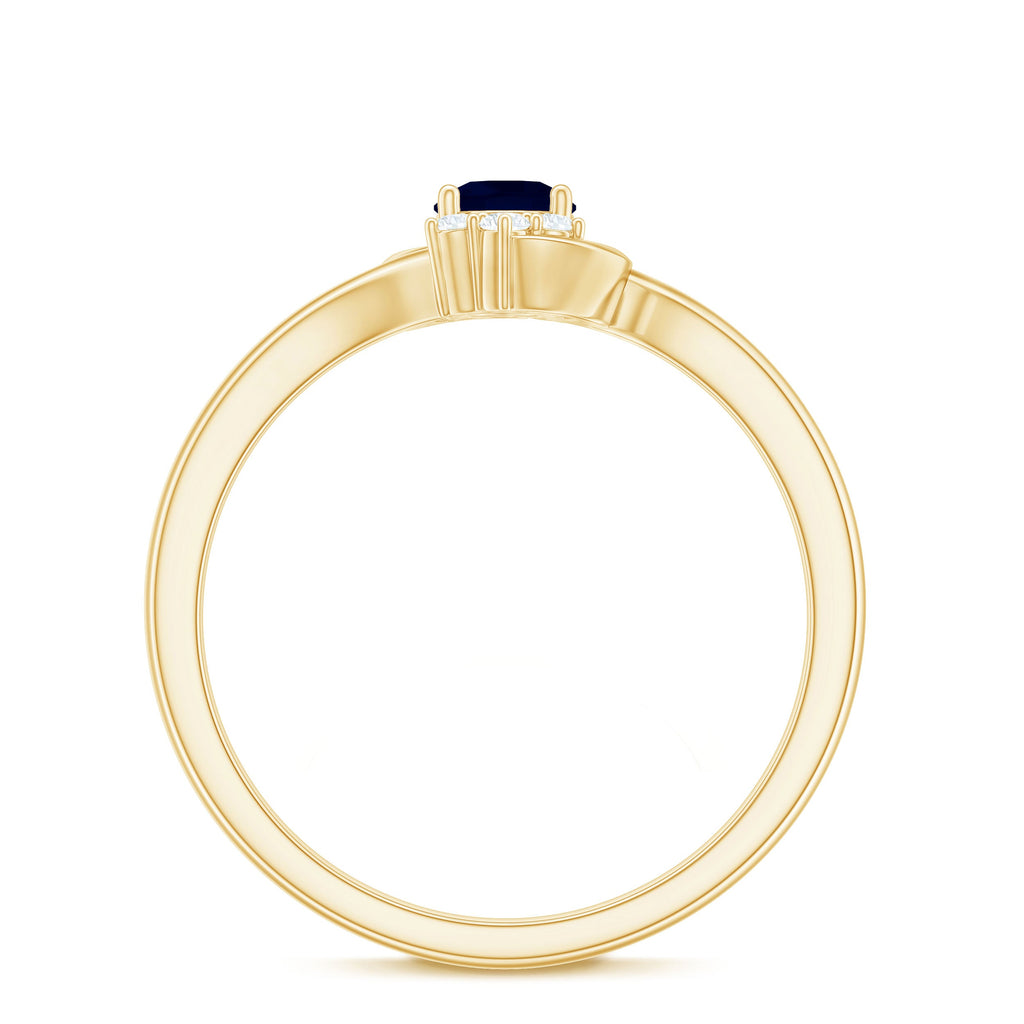 Certified 0.9 Carat Blue Sapphire and Diamond Proposal Ring