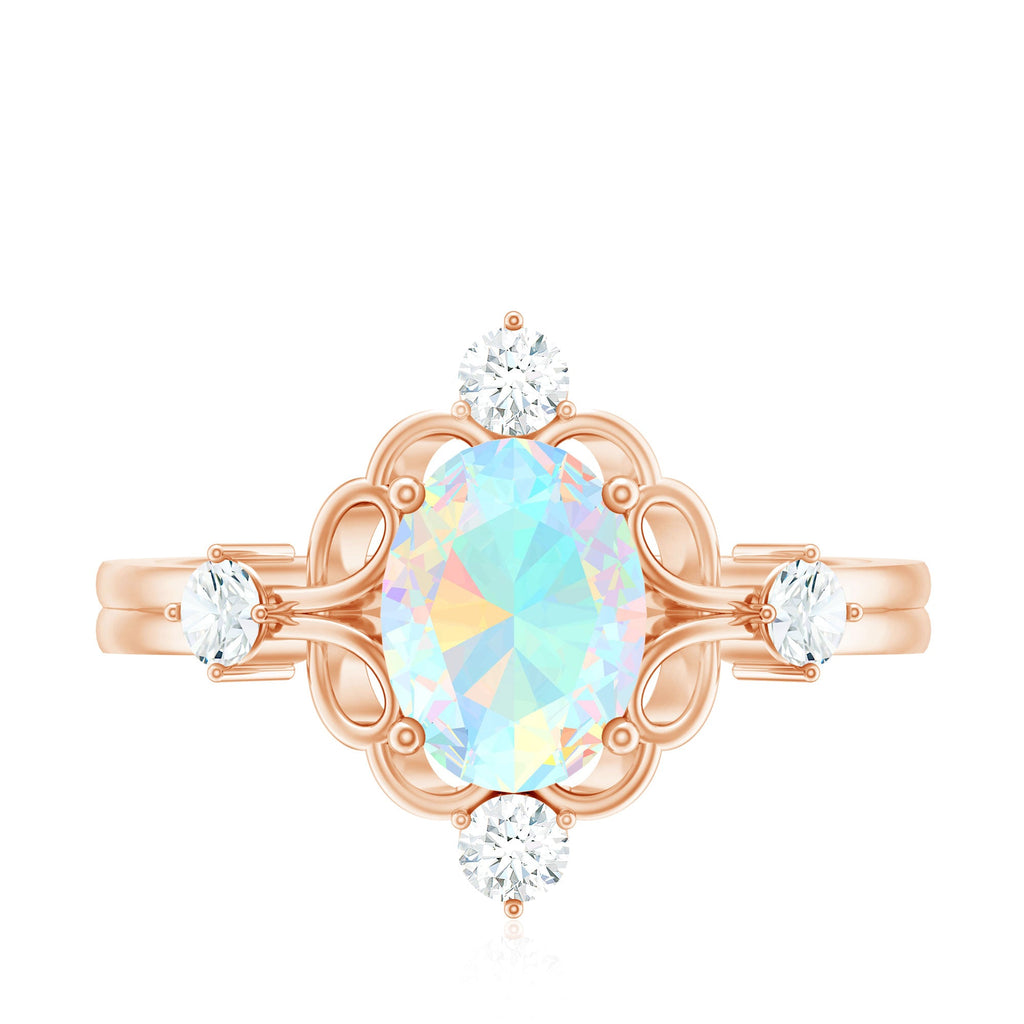 Designer Ethiopian Opal and Diamond  Engagement Ring