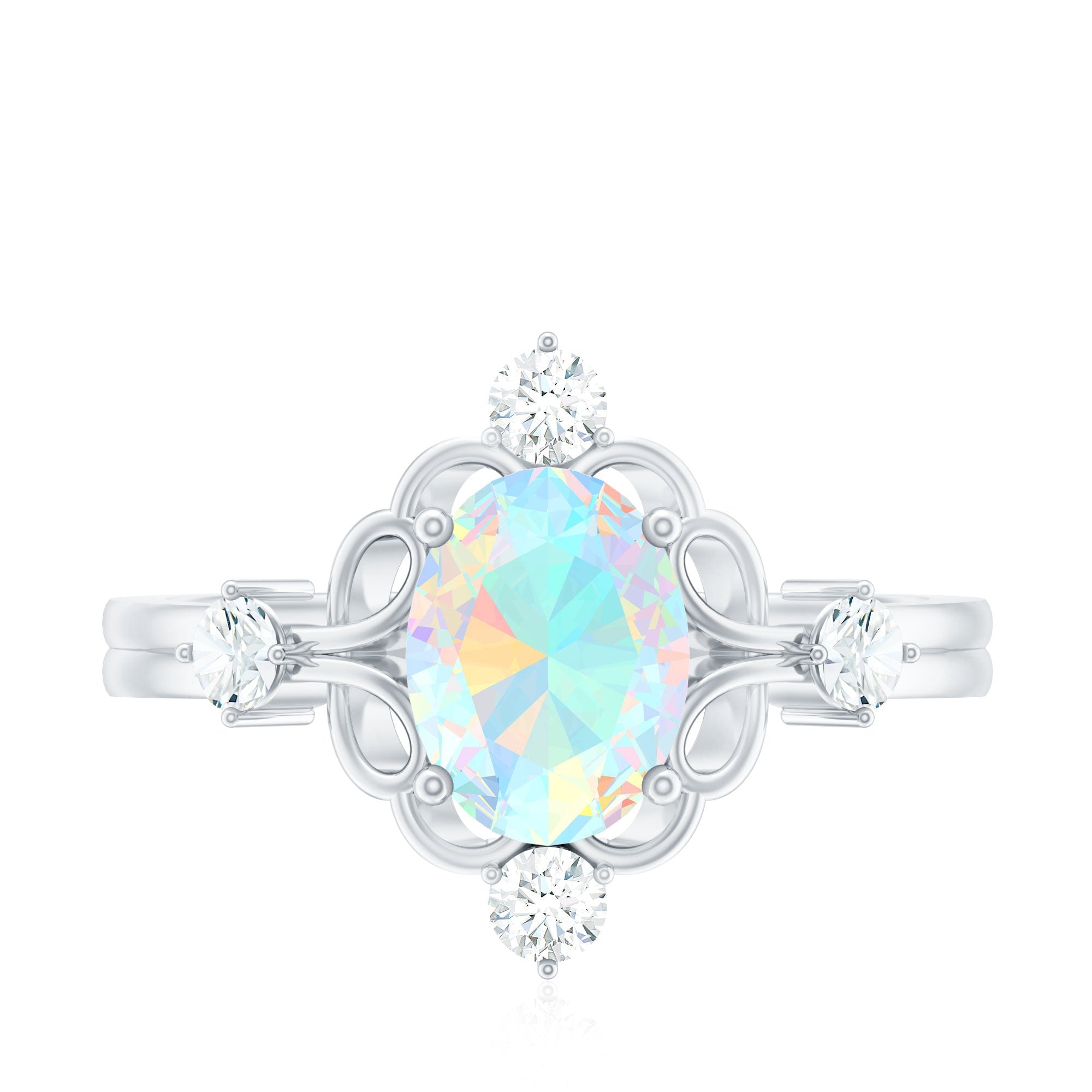 Designer Ethiopian Opal and Diamond  Engagement Ring