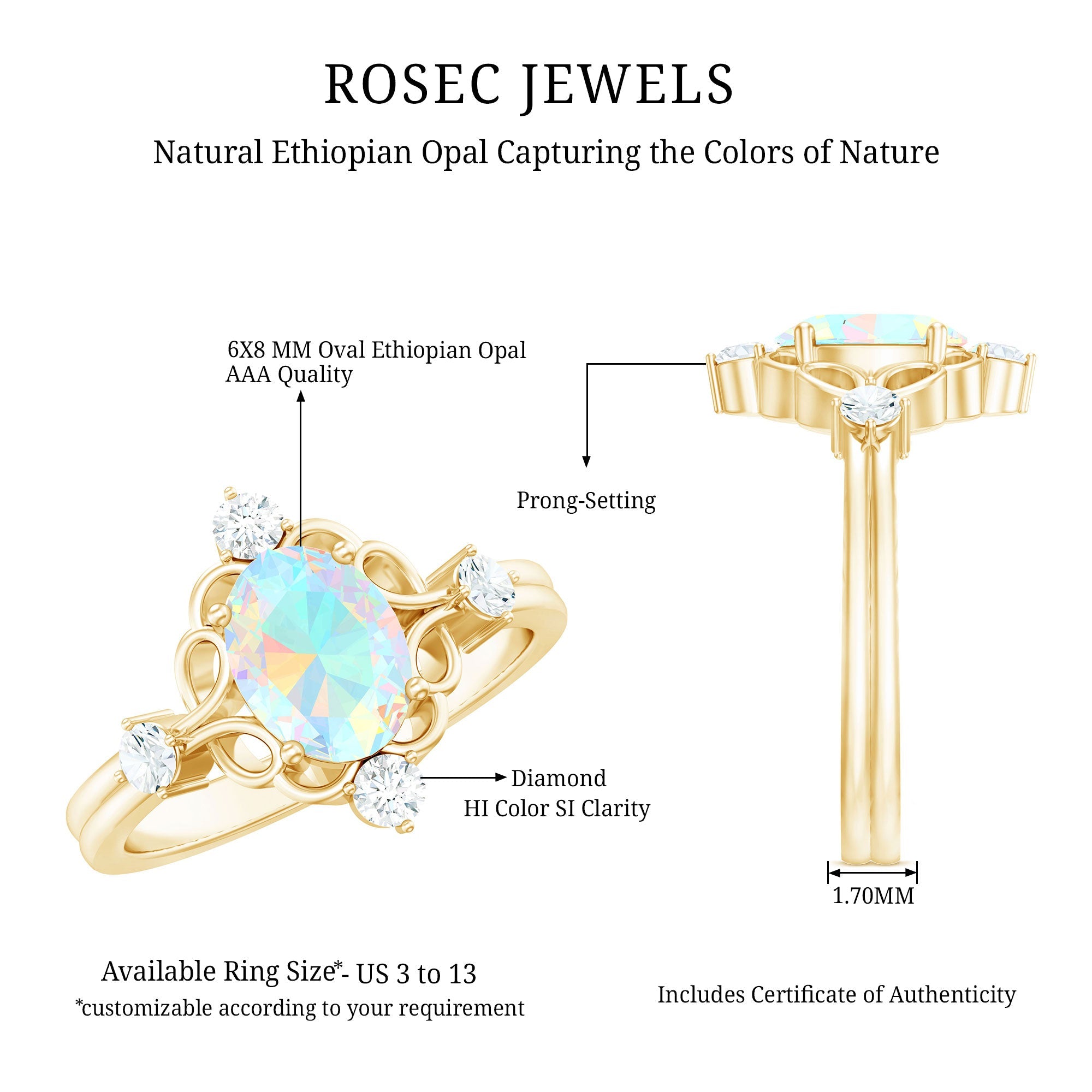 Designer Ethiopian Opal and Diamond  Engagement Ring
