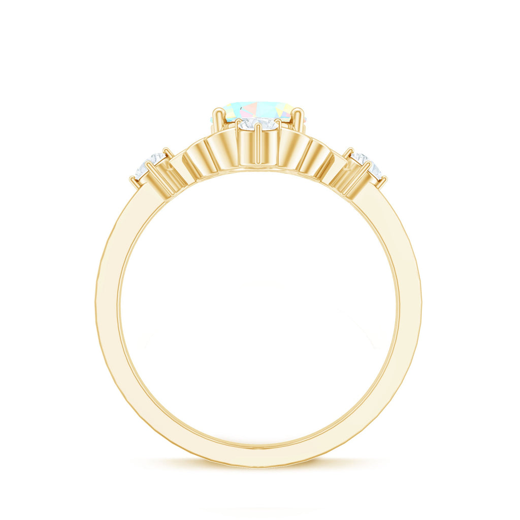 Designer Ethiopian Opal and Diamond  Engagement Ring