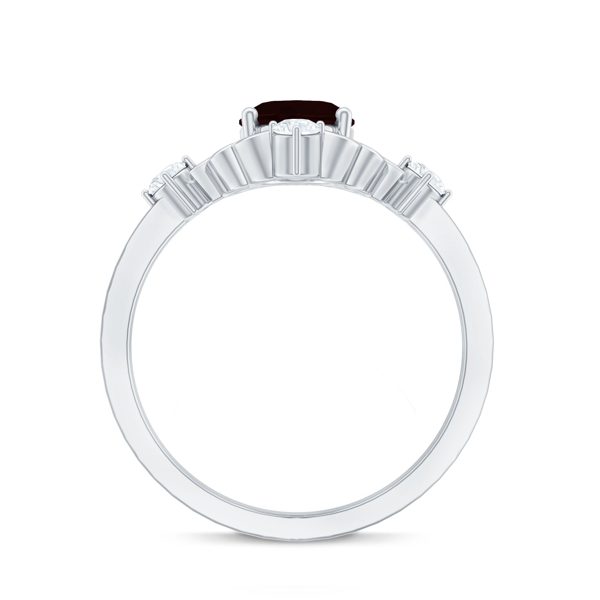 Vintage looking 6X8mm Oval Garnet Engagement Ring with Diamond