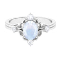 Oval Moonstone Cocktail Ring with Diamond