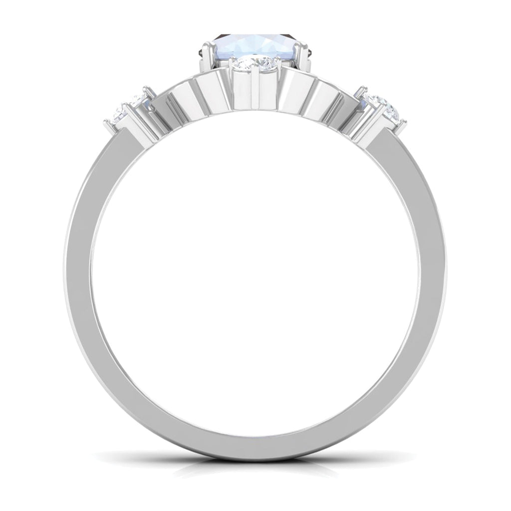Oval Moonstone Cocktail Ring with Diamond