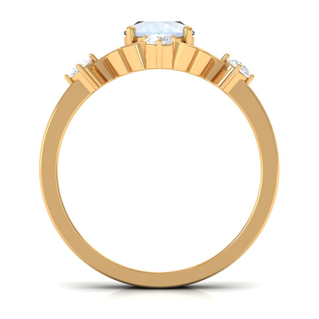 Oval Moonstone Cocktail Ring with Diamond