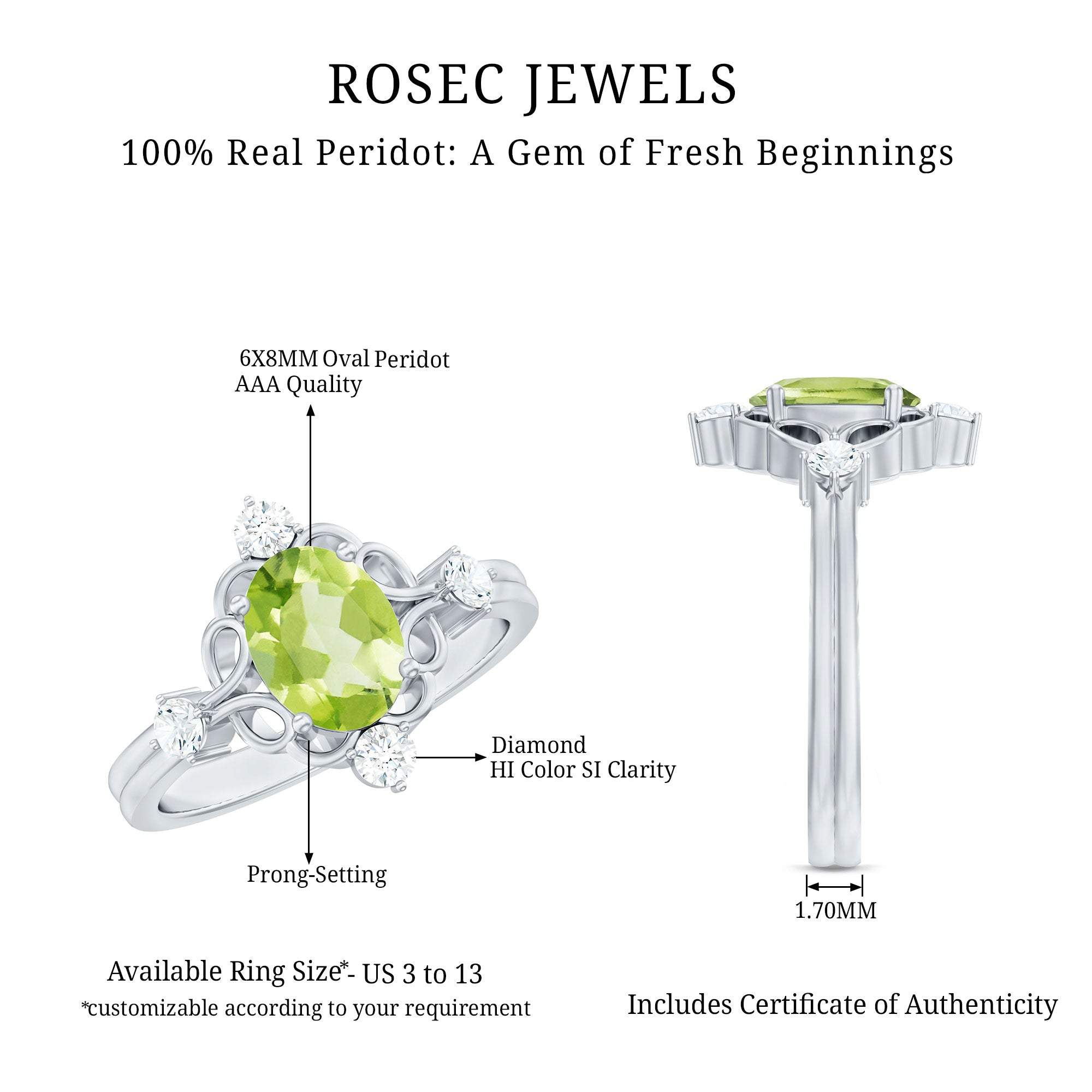 Oval Peridot Cocktail Ring with Diamond